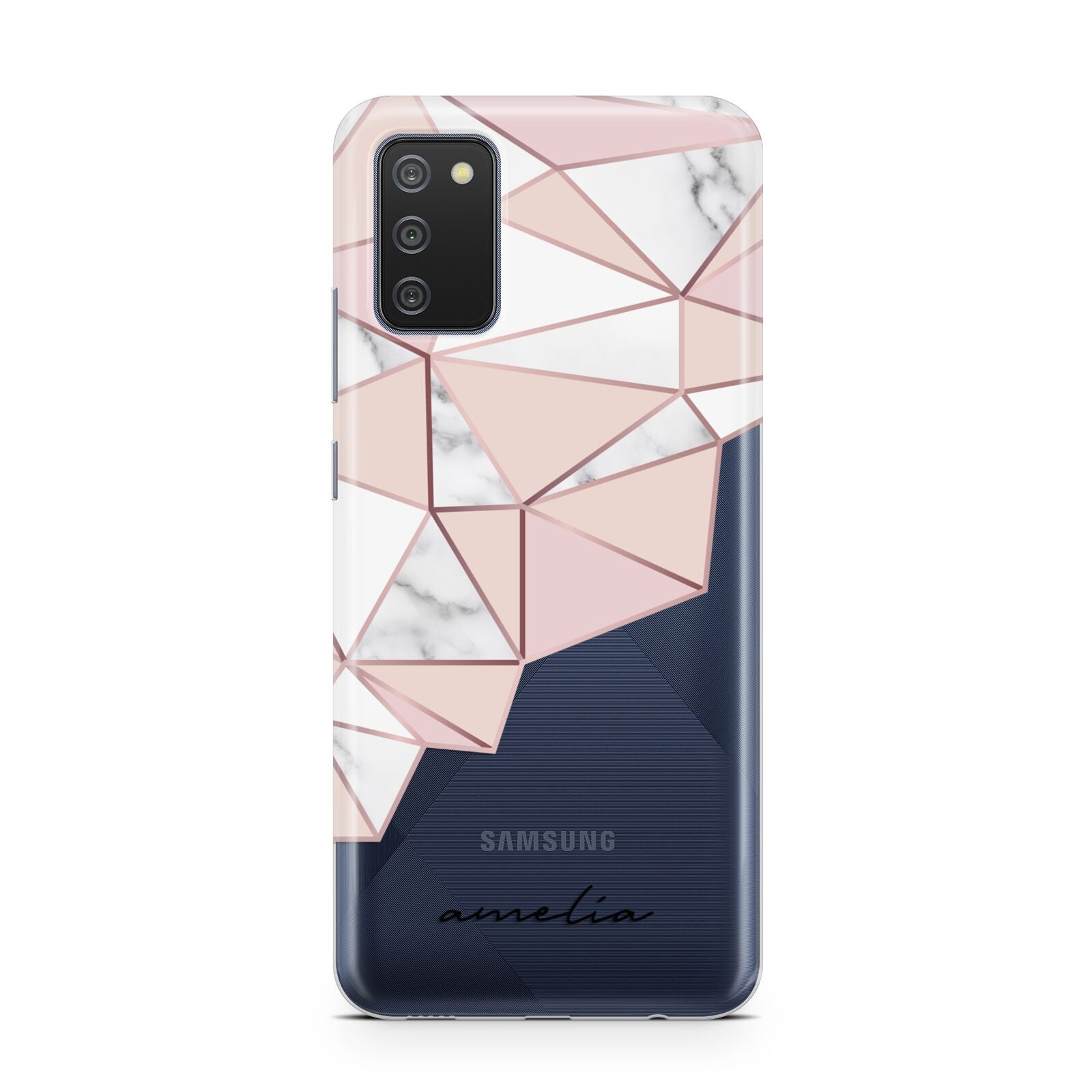 Geometric Pink Marble with Name Samsung A02s Case