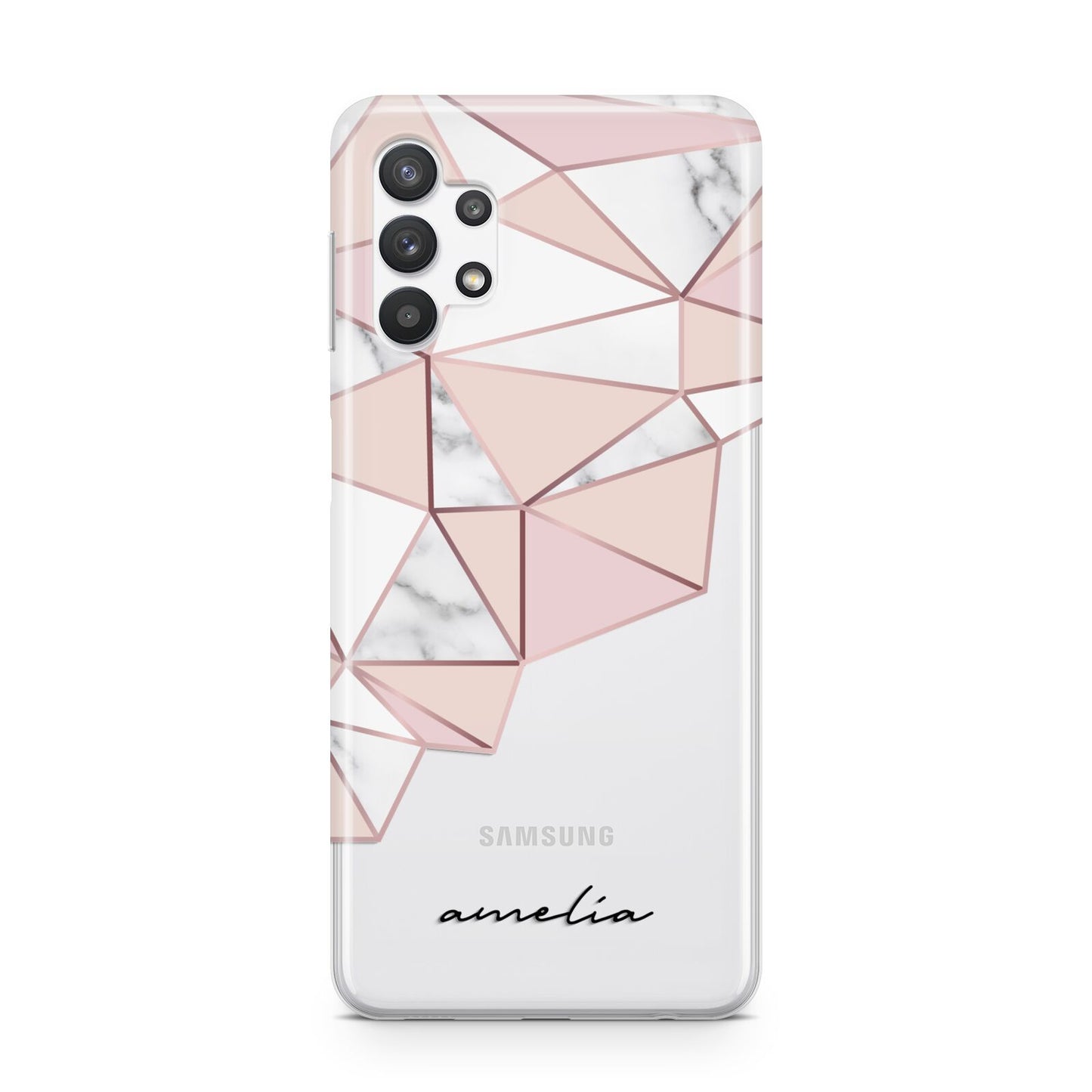 Geometric Pink Marble with Name Samsung A32 5G Case