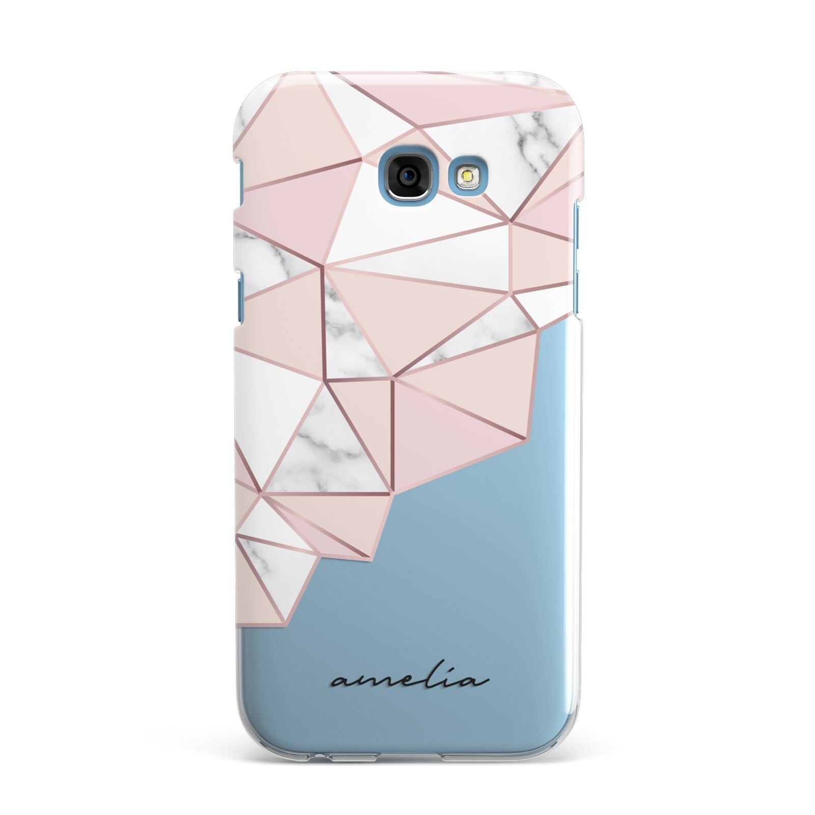 Geometric Pink Marble with Name Samsung Galaxy A7 2017 Case