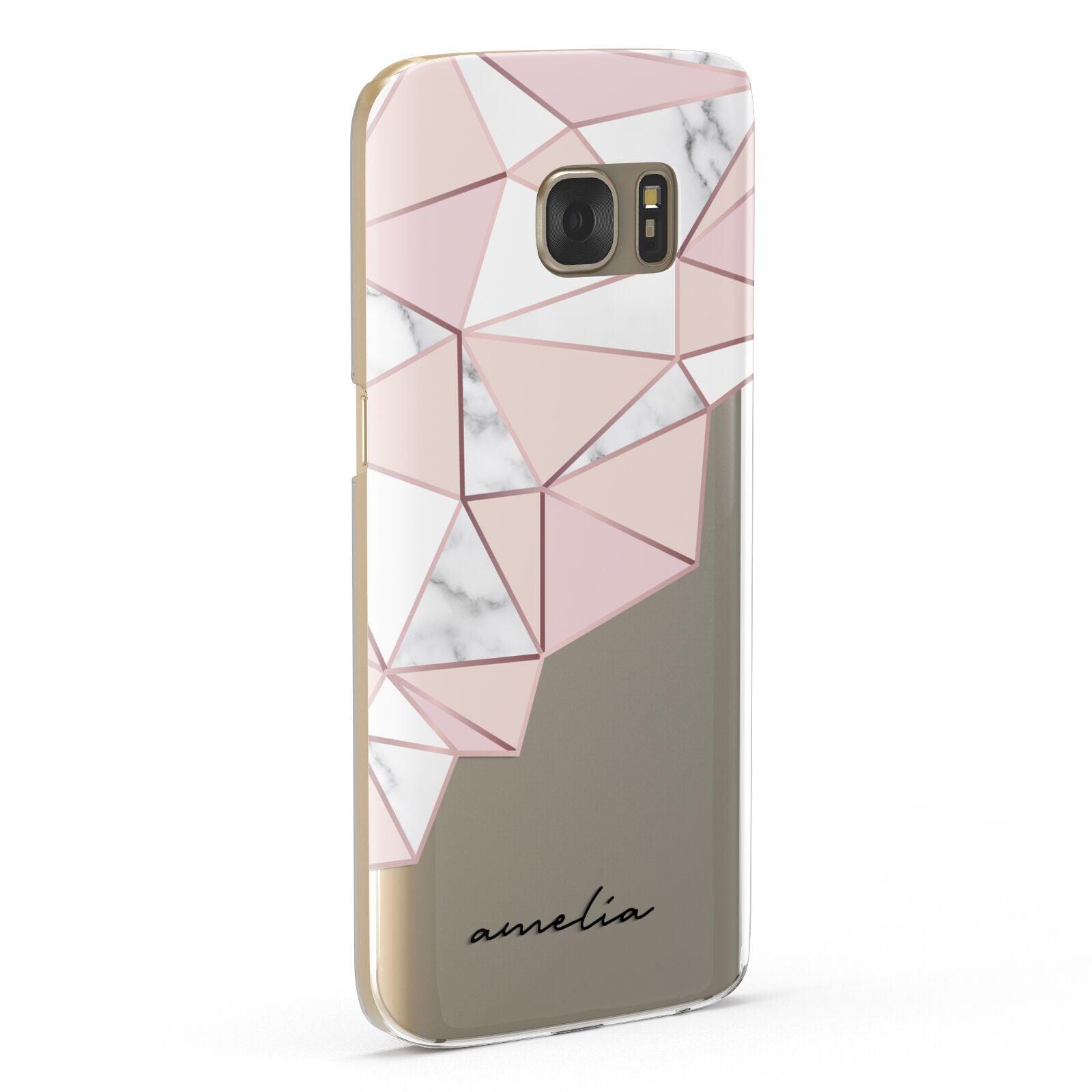 Geometric Pink Marble with Name Samsung Galaxy Case Fourty Five Degrees