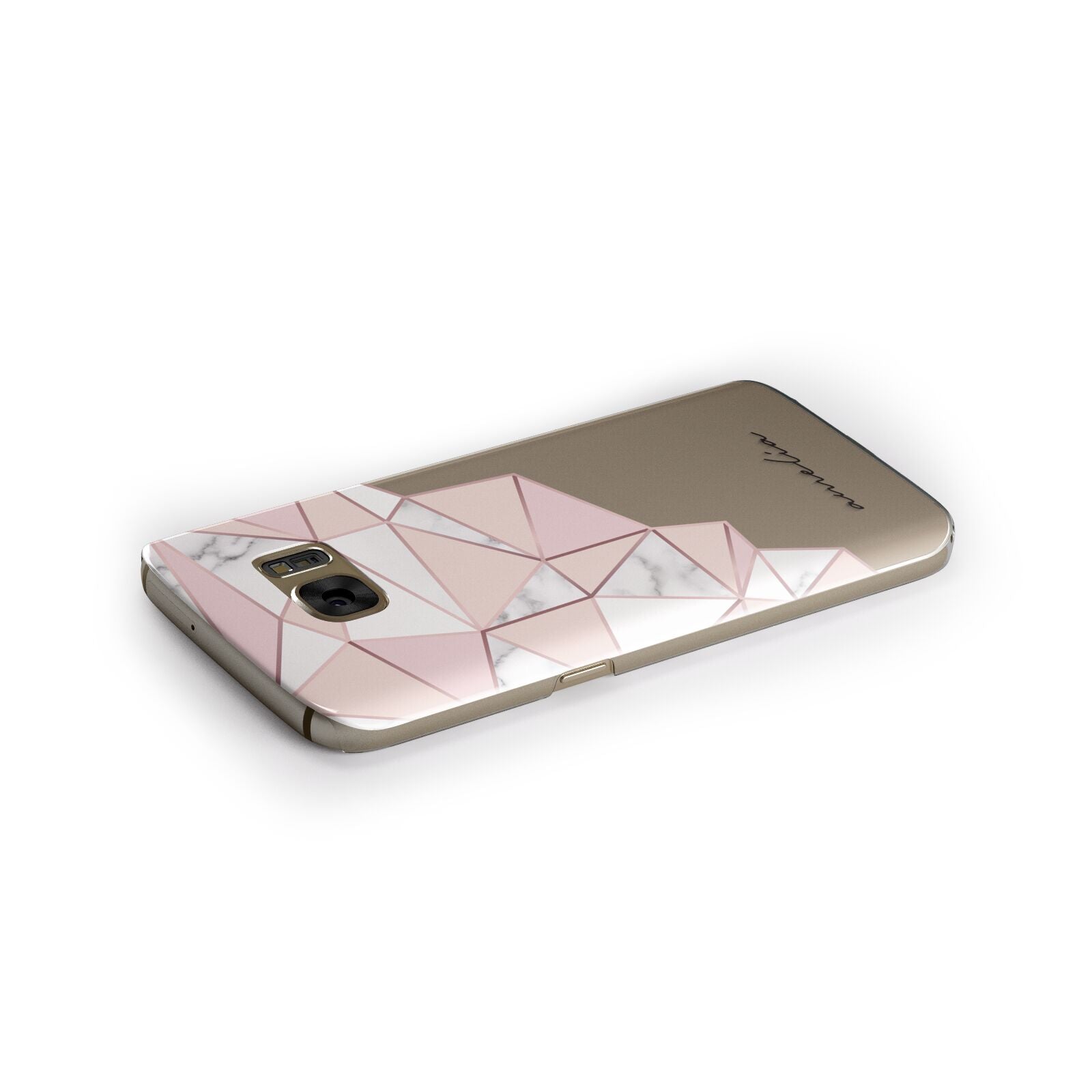 Geometric Pink Marble with Name Samsung Galaxy Case Side Close Up