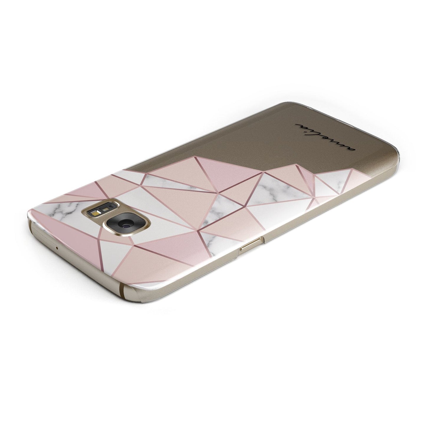 Geometric Pink Marble with Name Samsung Galaxy Case Top Cutout