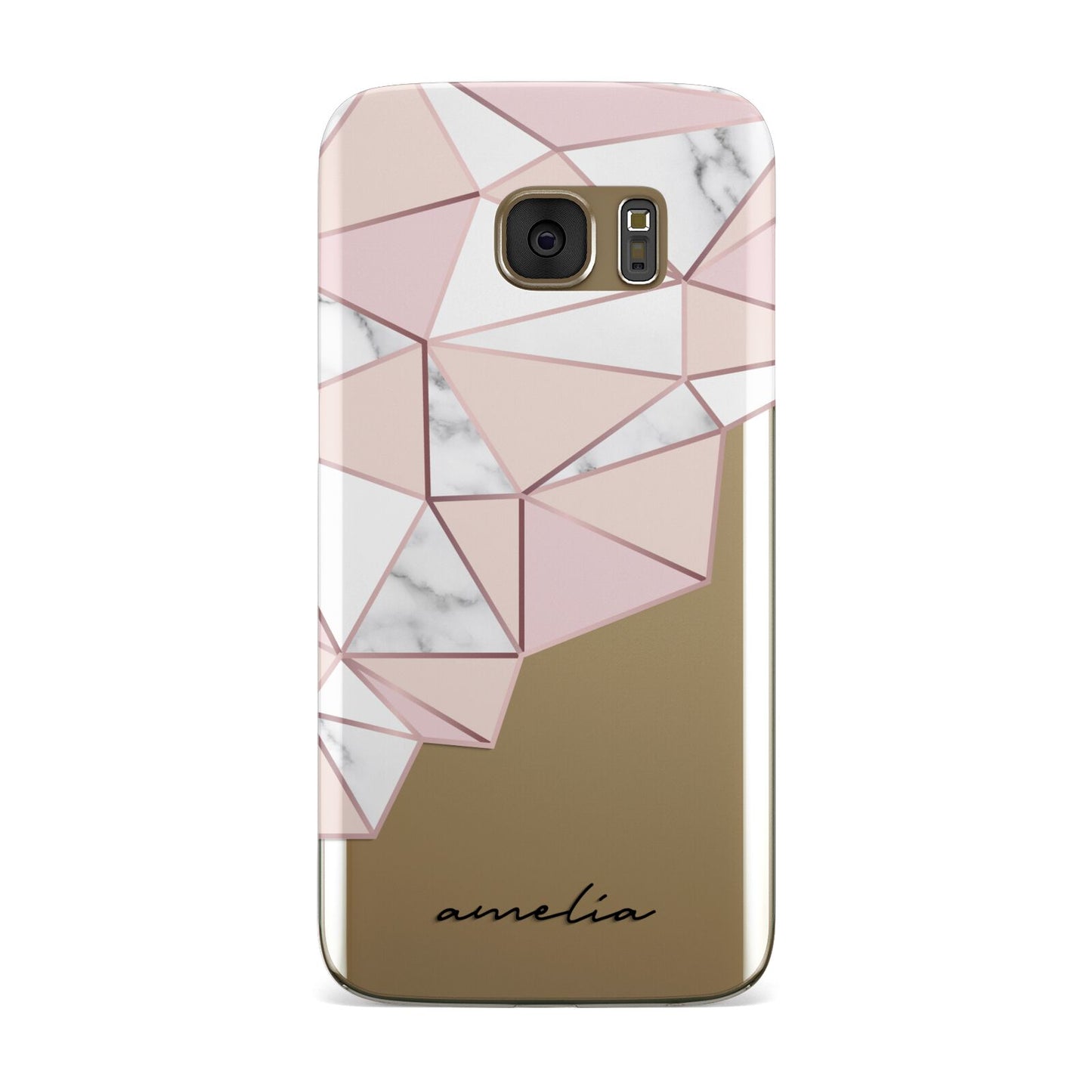 Geometric Pink Marble with Name Samsung Galaxy Case