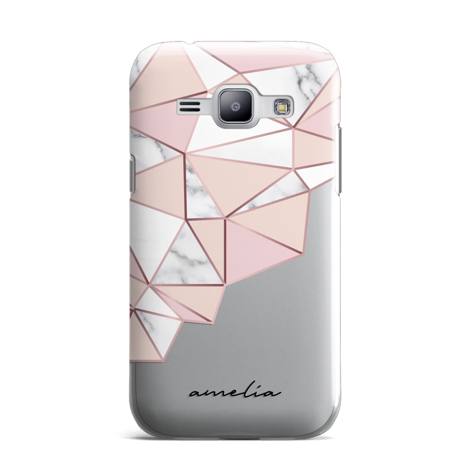 Geometric Pink Marble with Name Samsung Galaxy J1 2015 Case