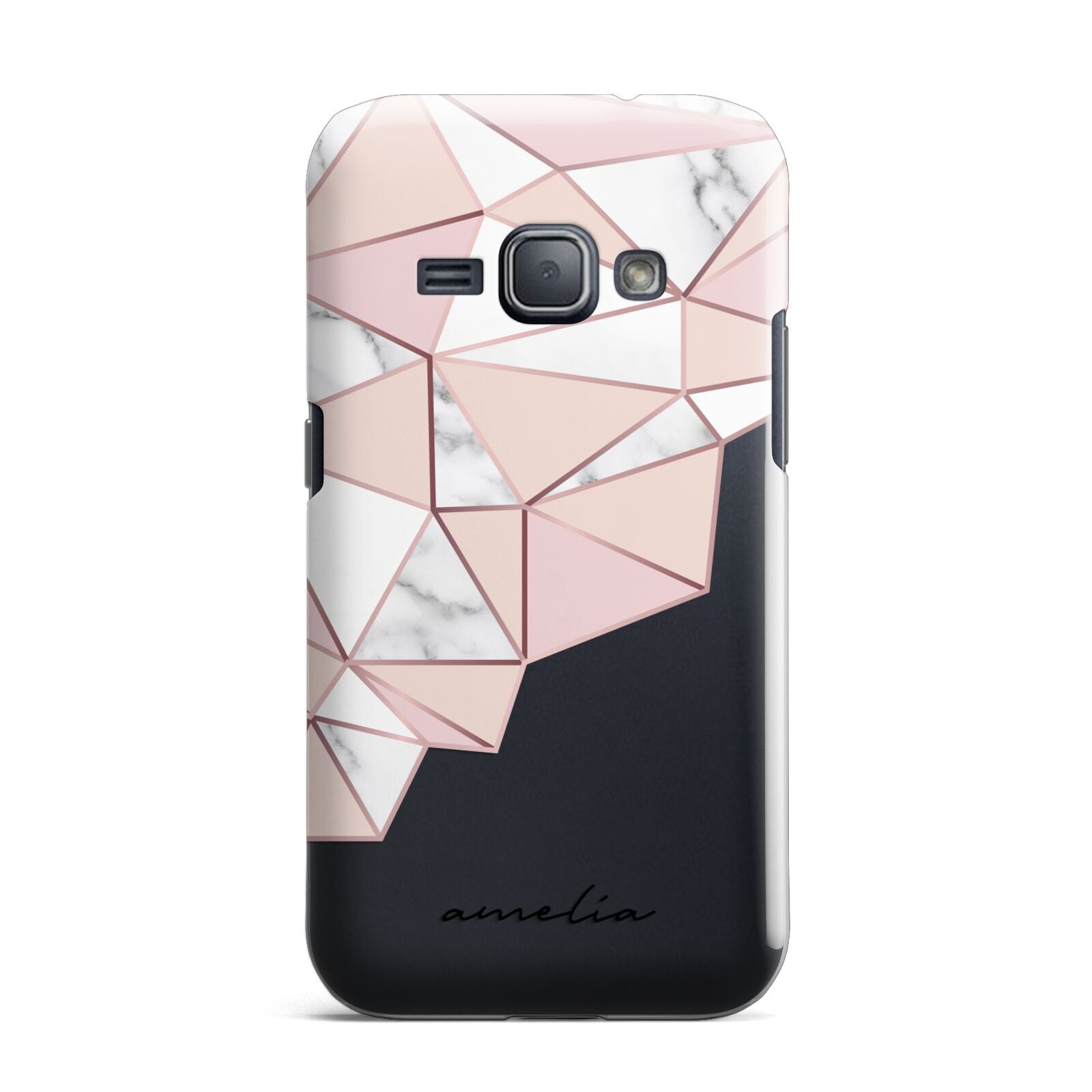 Geometric Pink Marble with Name Samsung Galaxy J1 2016 Case