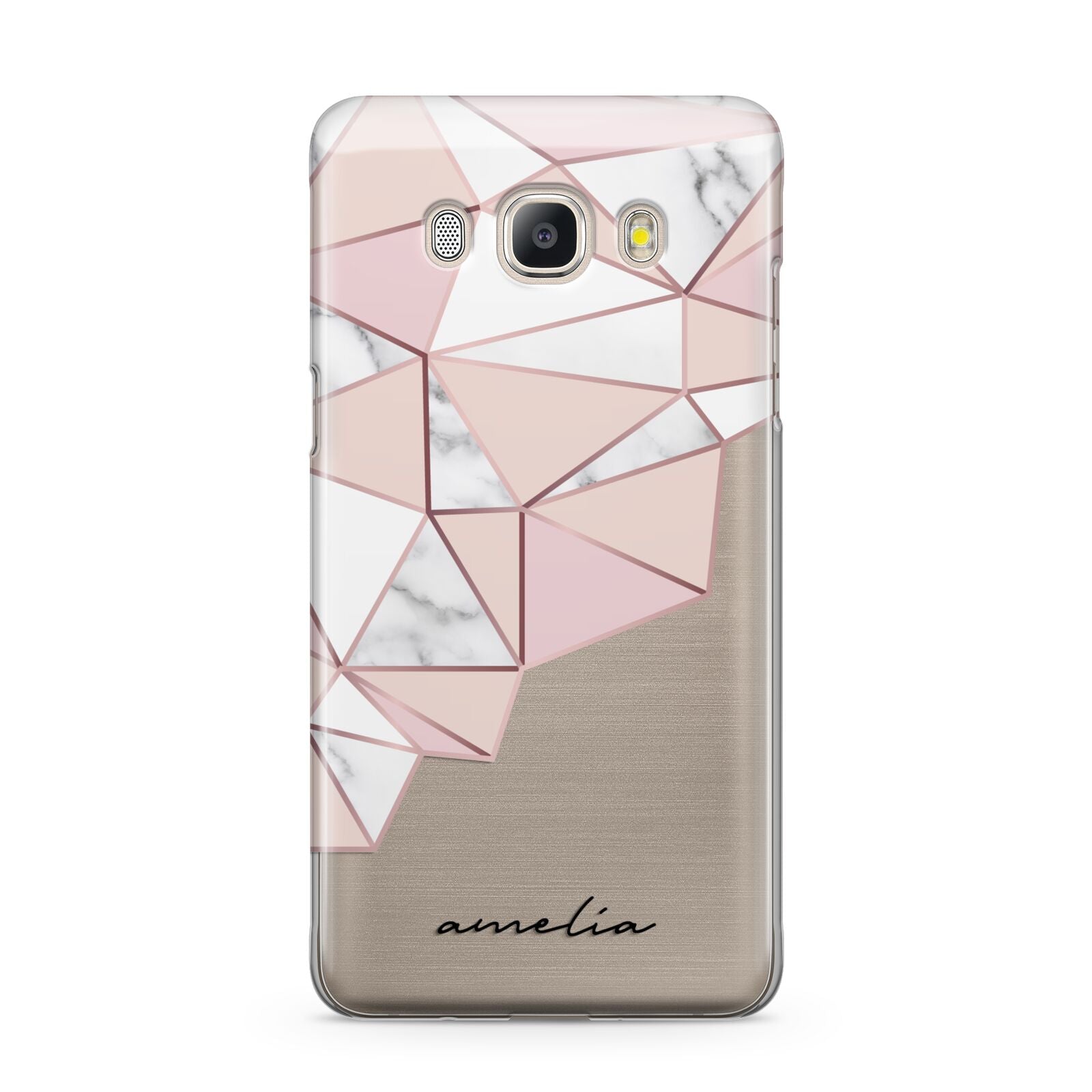 Geometric Pink Marble with Name Samsung Galaxy J5 2016 Case