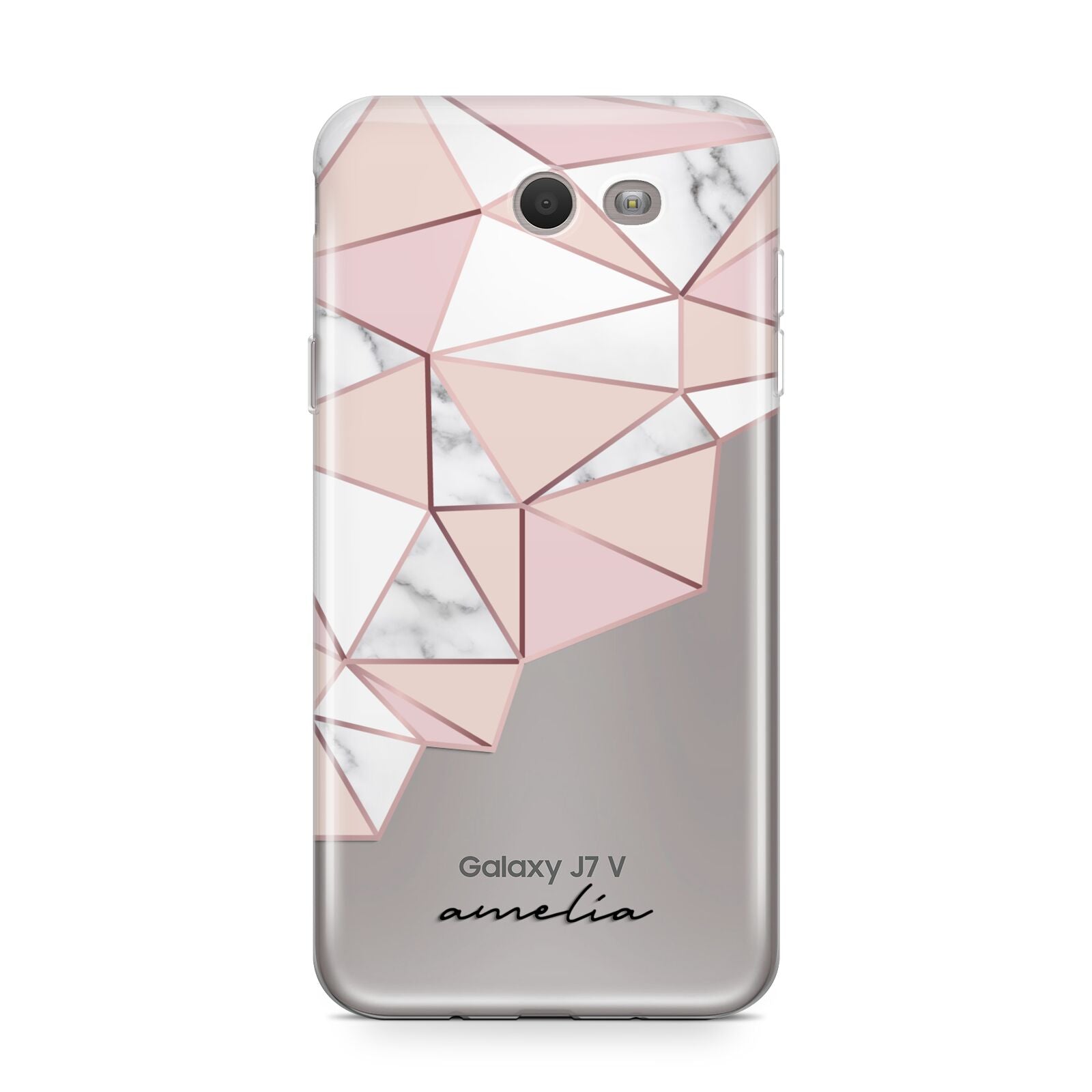 Geometric Pink Marble with Name Samsung Galaxy J7 2017 Case