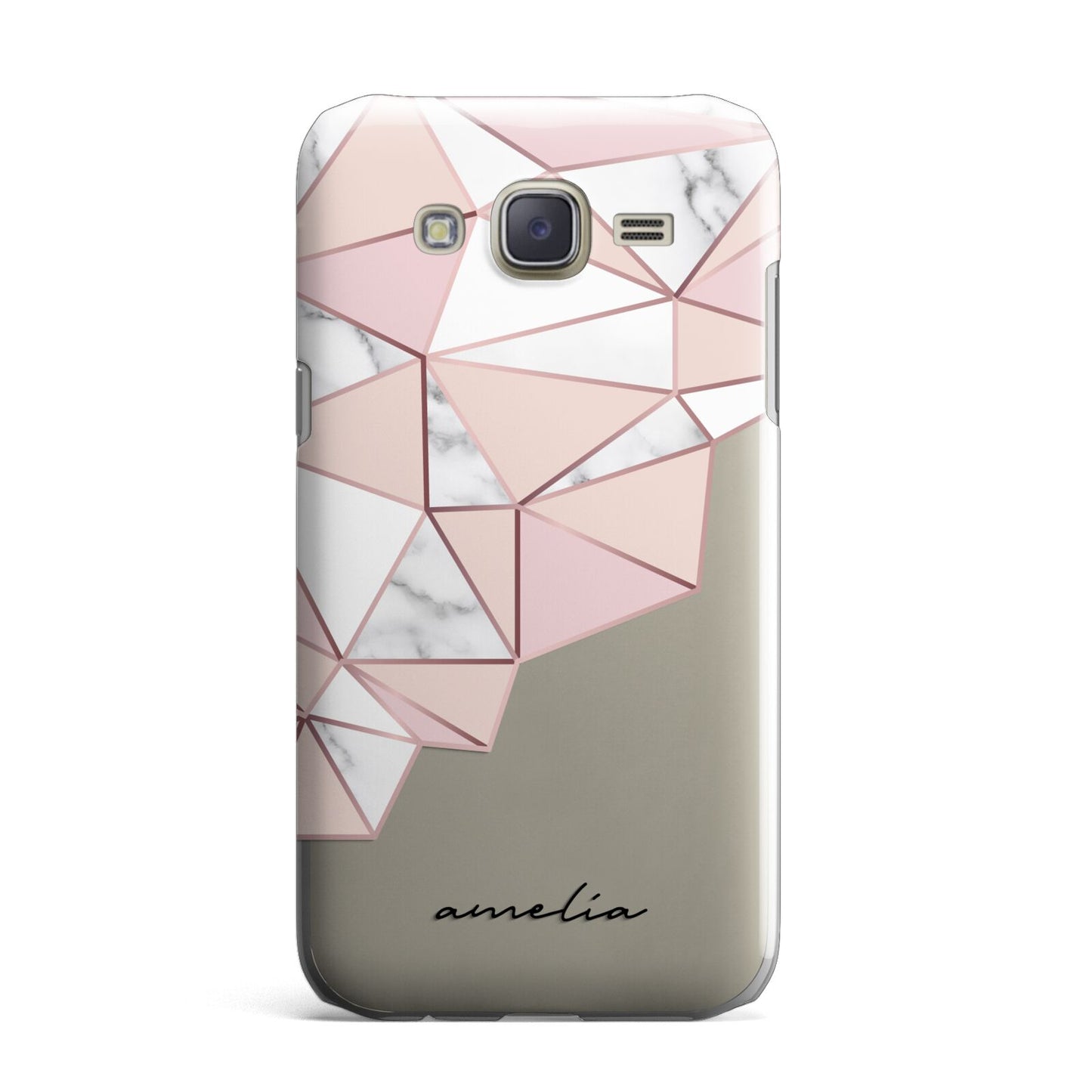 Geometric Pink Marble with Name Samsung Galaxy J7 Case