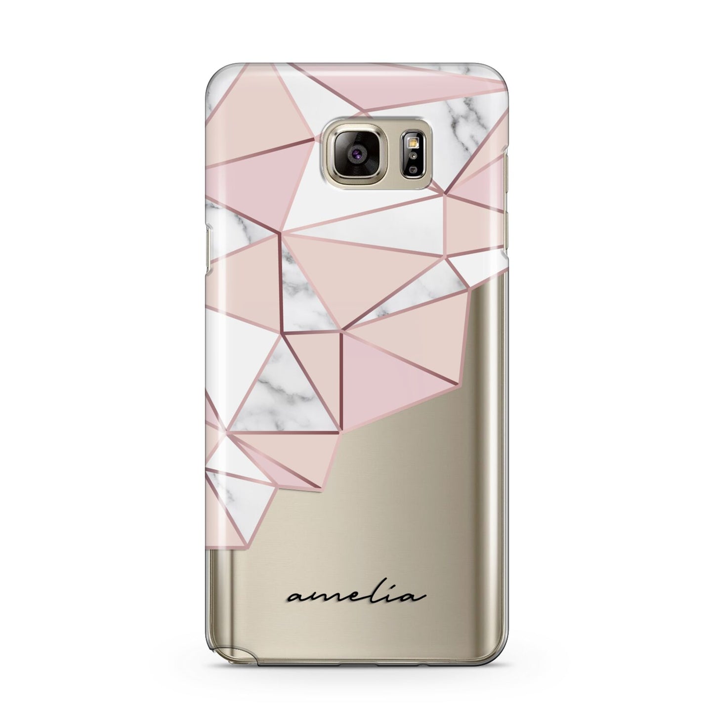 Geometric Pink Marble with Name Samsung Galaxy Note 5 Case