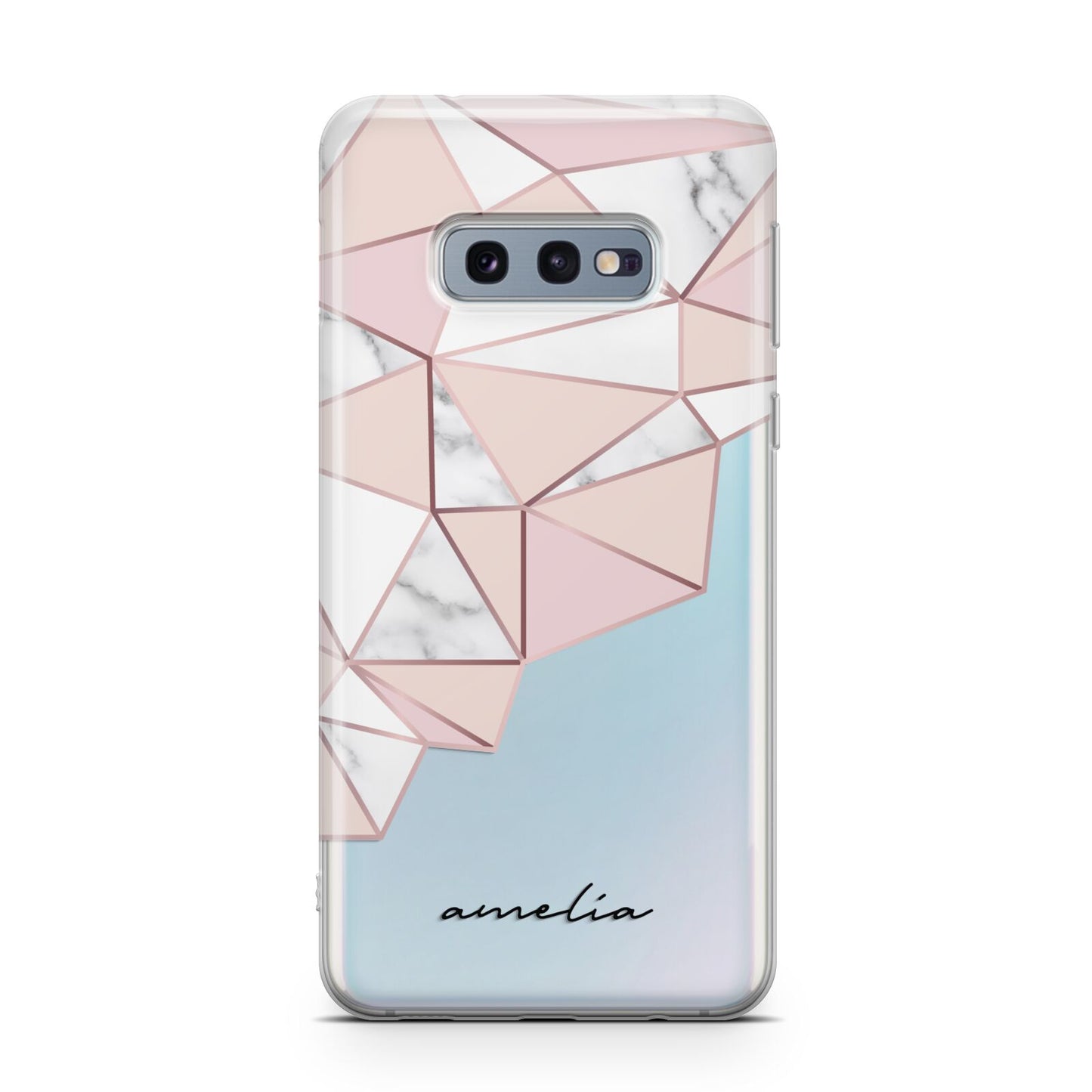 Geometric Pink Marble with Name Samsung Galaxy S10E Case