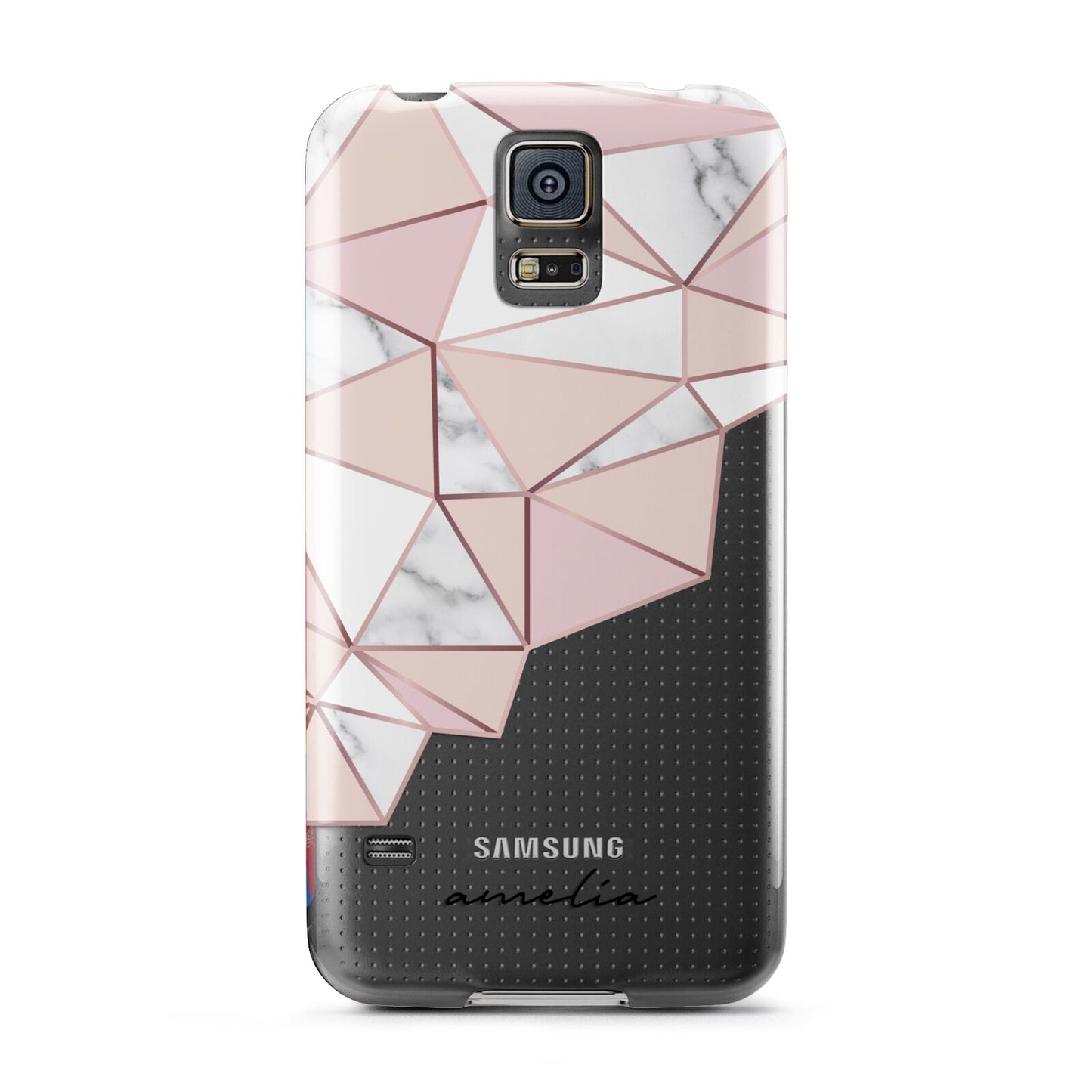 Geometric Pink Marble with Name Samsung Galaxy S5 Case