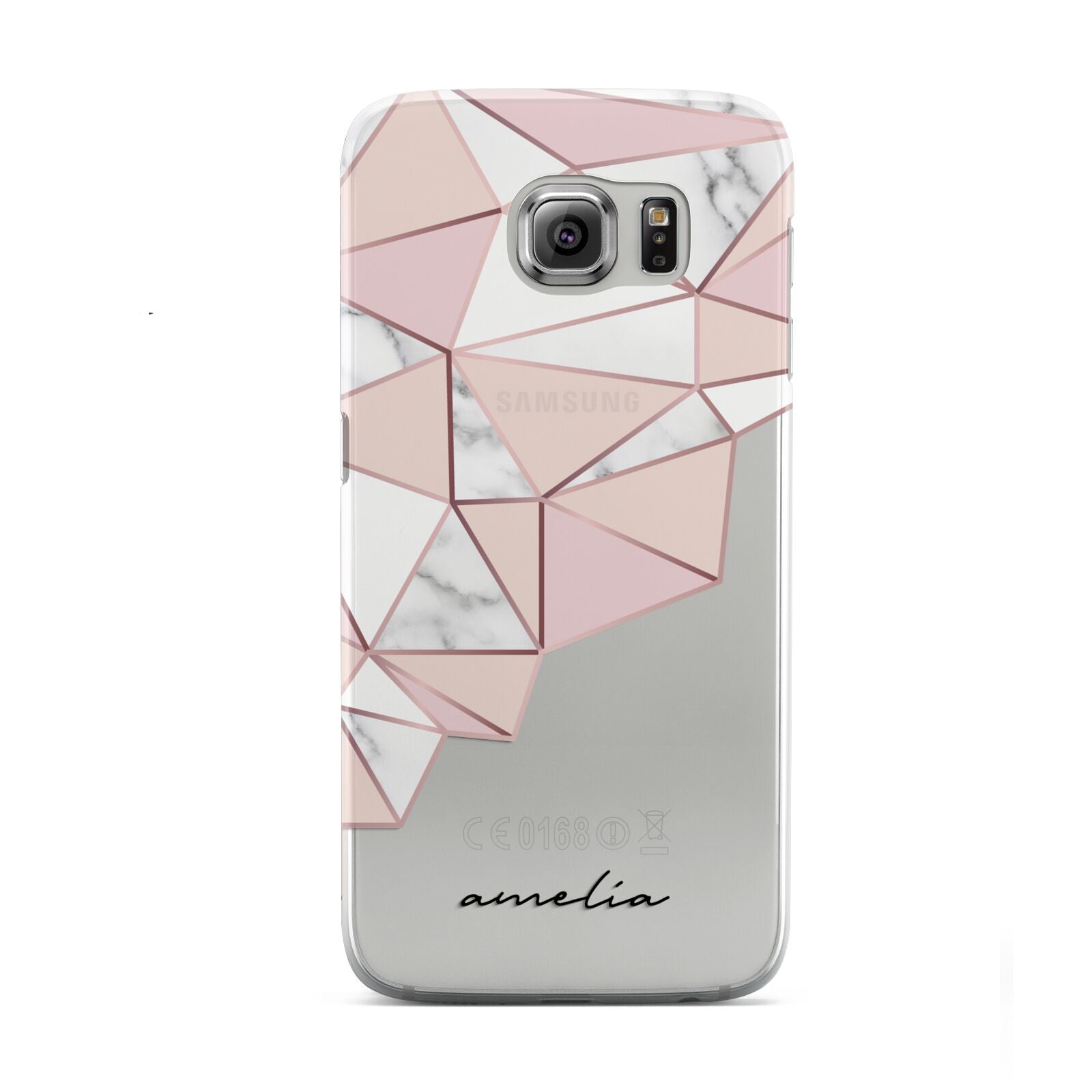 Geometric Pink Marble with Name Samsung Galaxy S6 Case