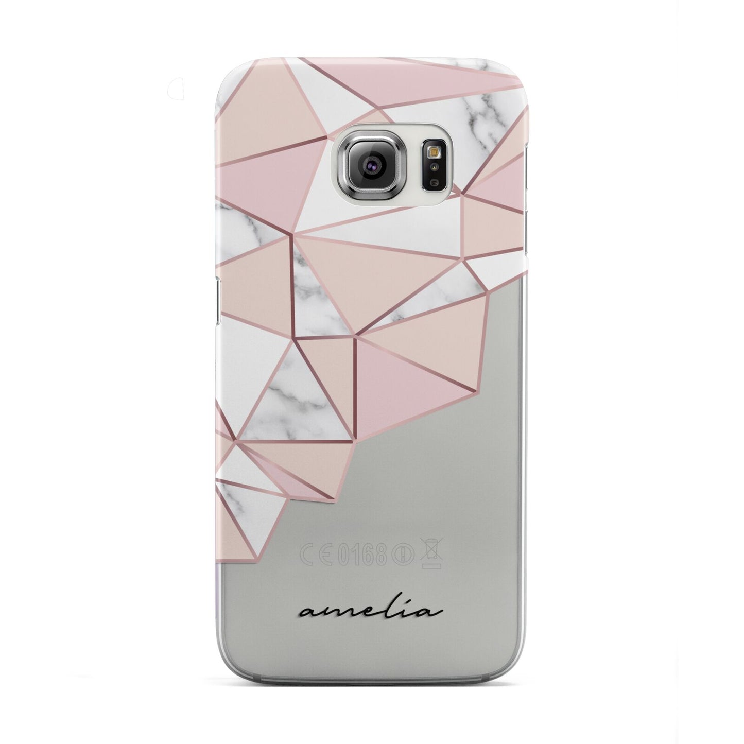 Geometric Pink Marble with Name Samsung Galaxy S6 Edge Case