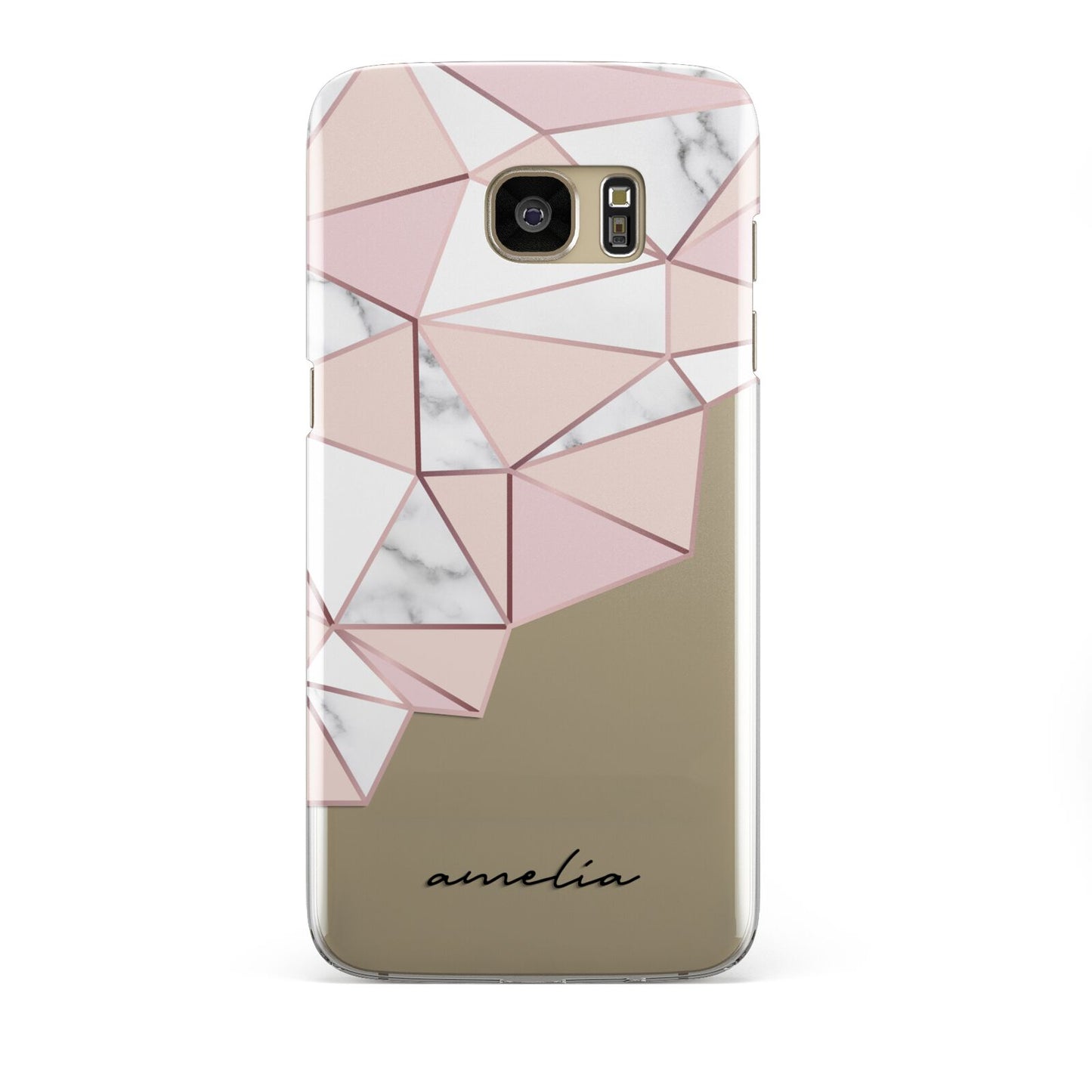 Geometric Pink Marble with Name Samsung Galaxy S7 Edge Case