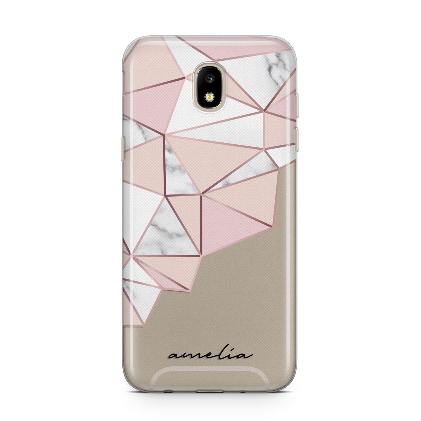 Geometric Pink Marble with Name Samsung J5 2017 Case