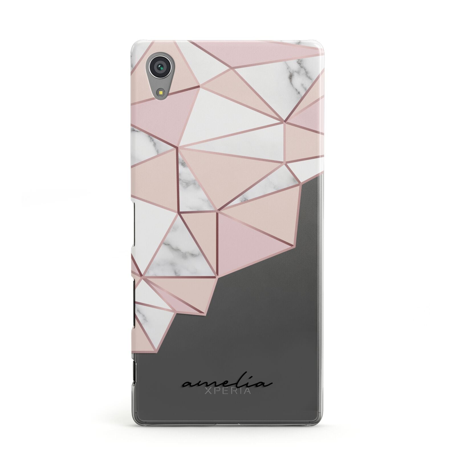 Geometric Pink Marble with Name Sony Xperia Case