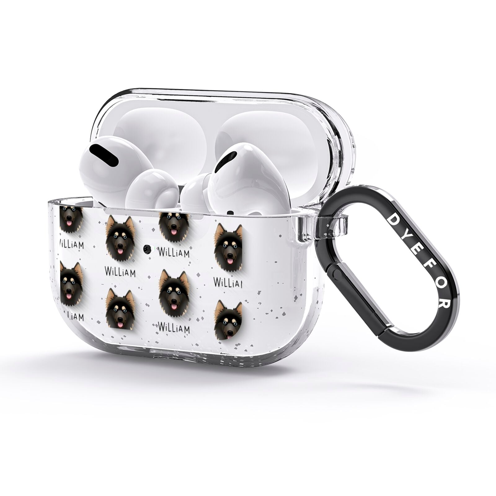 Gerberian Shepsky Icon with Name AirPods Glitter Case 3rd Gen Side Image