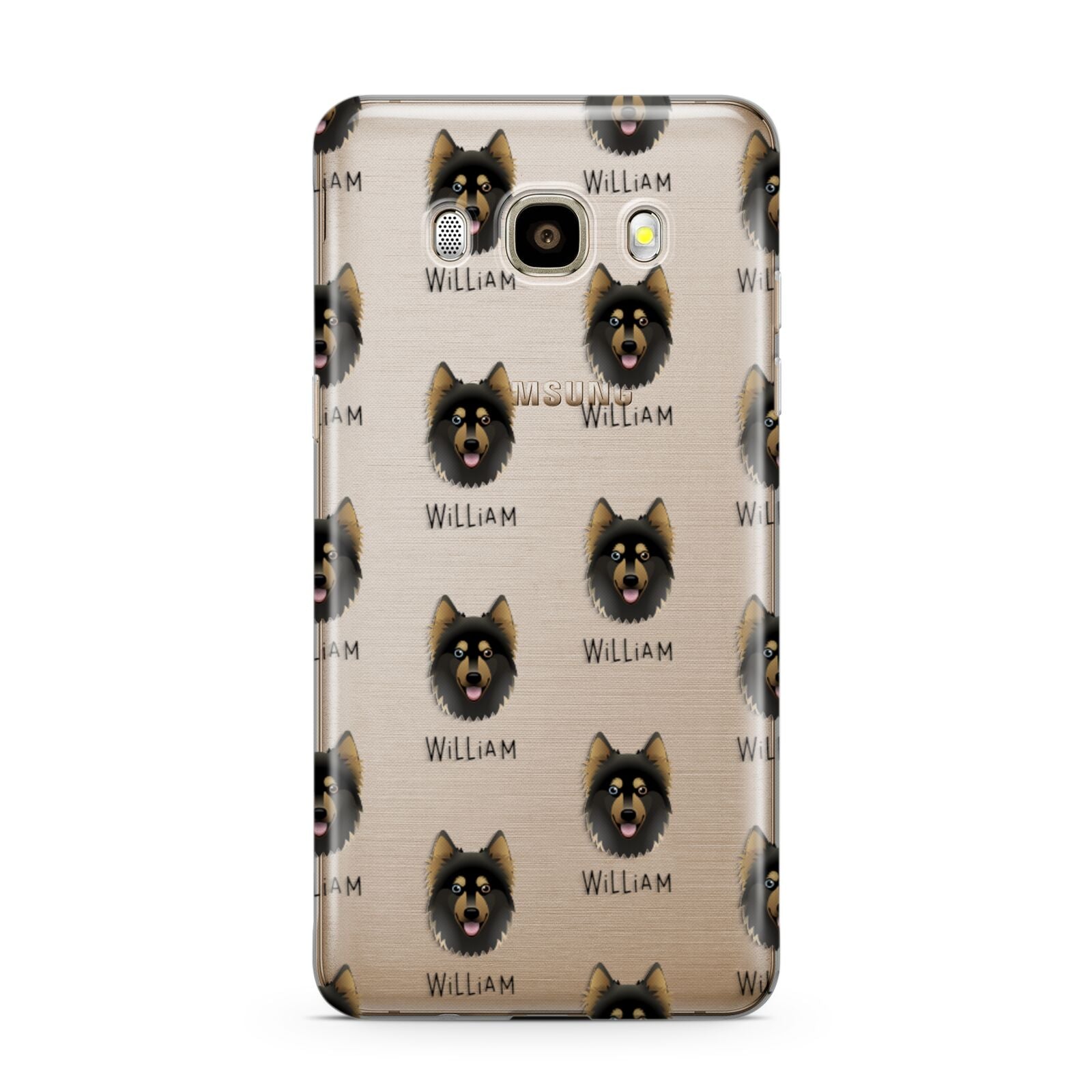 Gerberian Shepsky Icon with Name Samsung Galaxy J7 2016 Case on gold phone