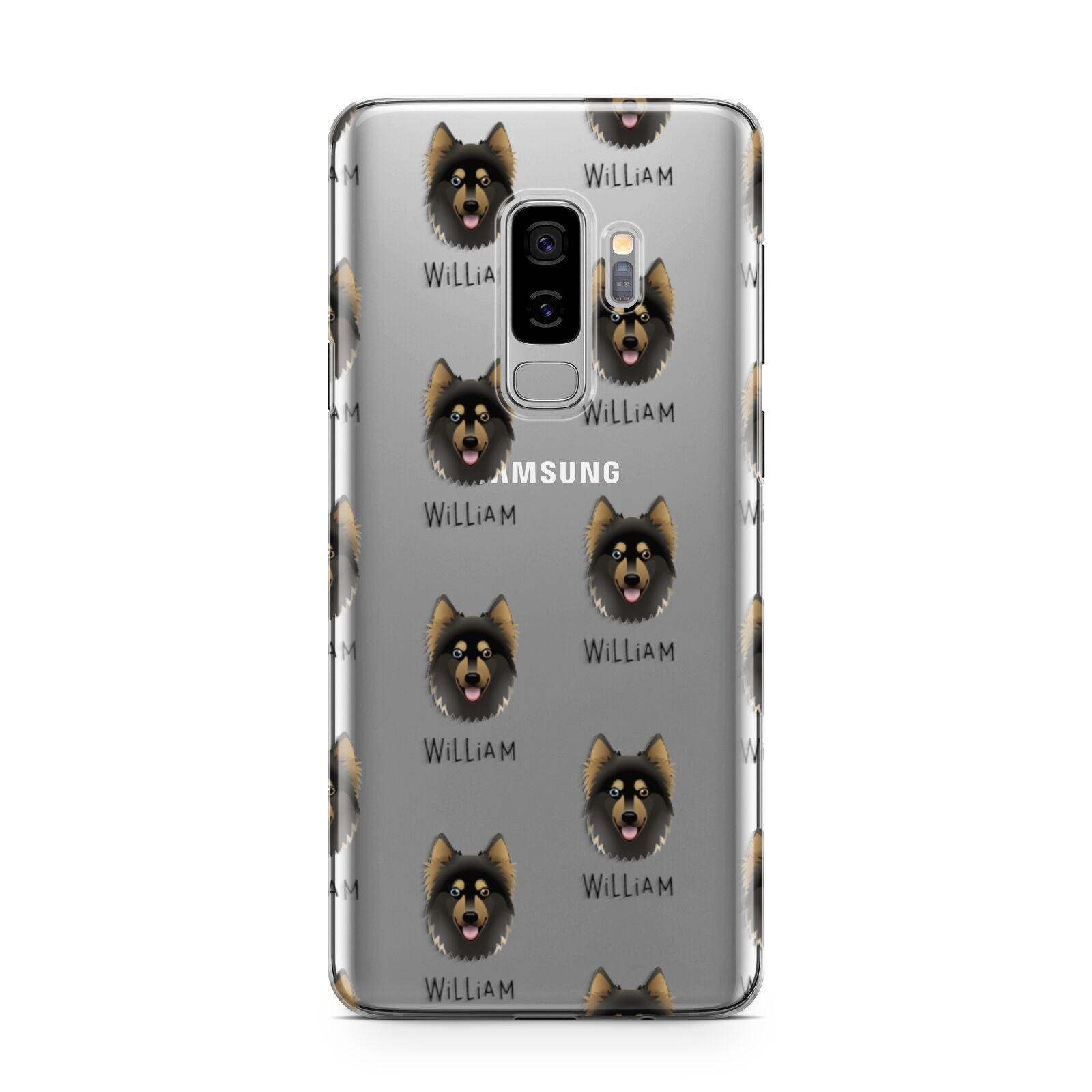 Gerberian Shepsky Icon with Name Samsung Galaxy S9 Plus Case on Silver phone