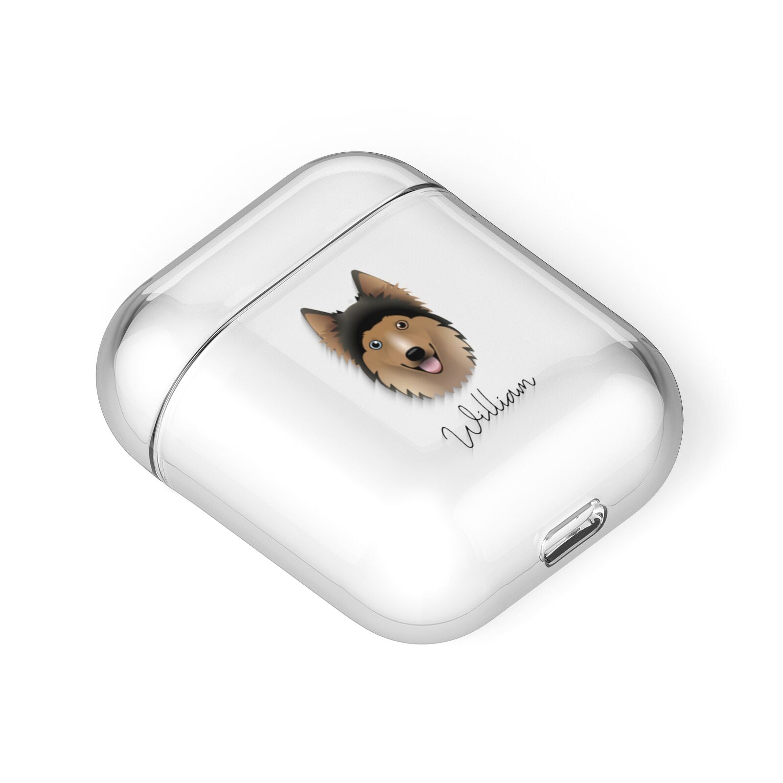 Gerberian Shepsky Personalised AirPods Case Laid Flat