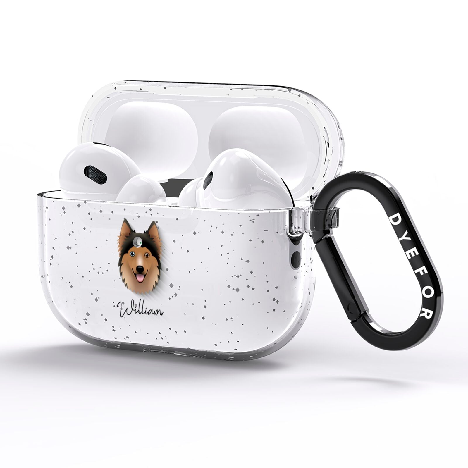 Gerberian Shepsky Personalised AirPods Pro Glitter Case Side Image