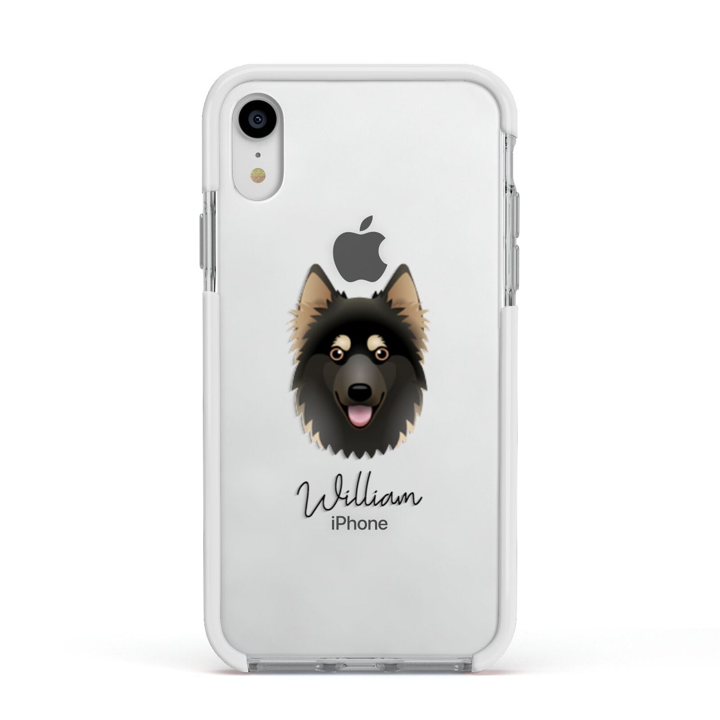 Gerberian Shepsky Personalised Apple iPhone XR Impact Case White Edge on Silver Phone