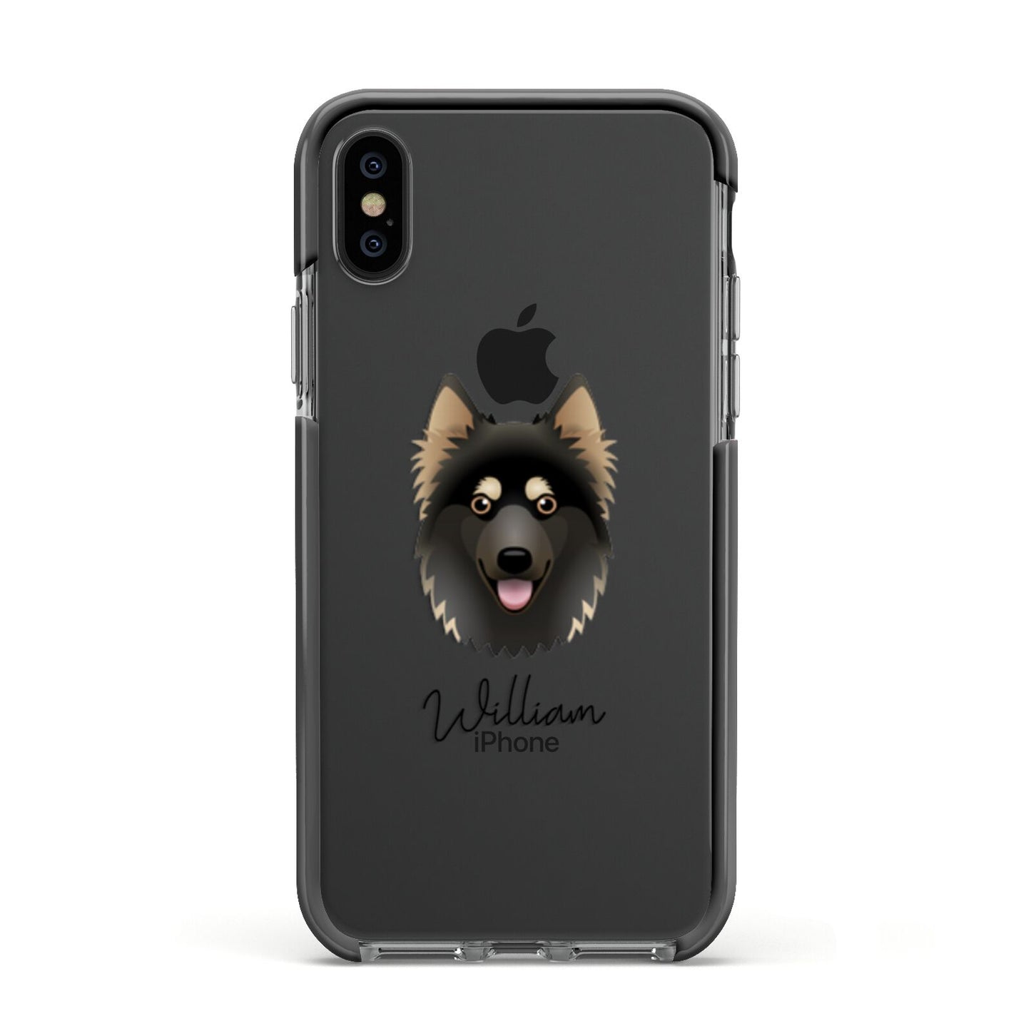 Gerberian Shepsky Personalised Apple iPhone Xs Impact Case Black Edge on Black Phone