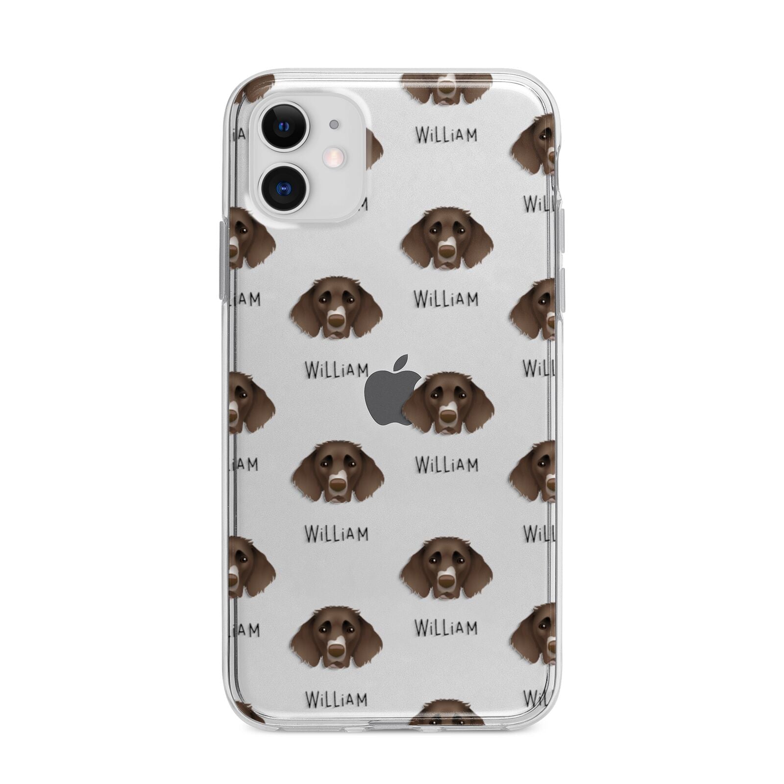 German Longhaired Pointer Icon with Name Apple iPhone 11 in White with Bumper Case