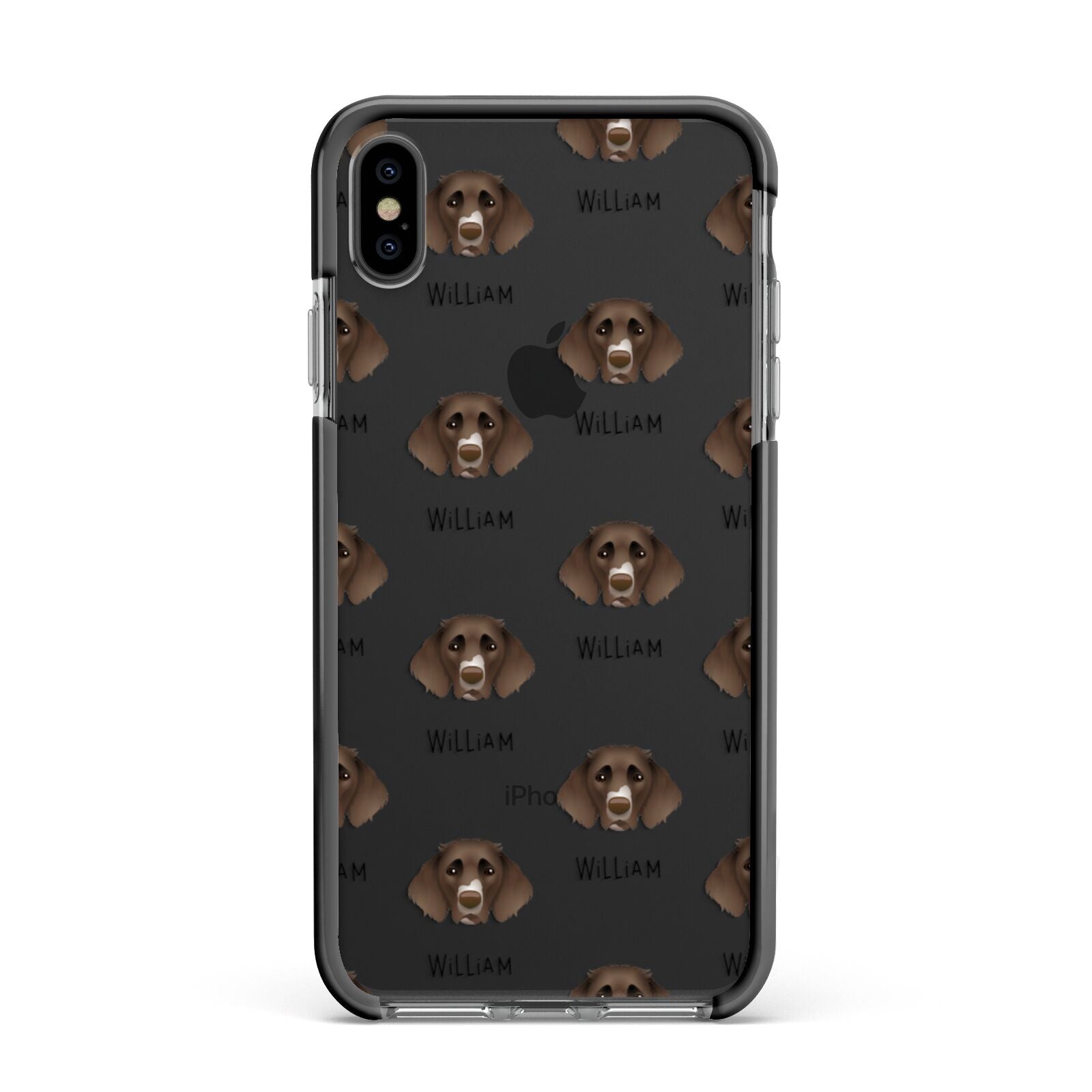 German Longhaired Pointer Icon with Name Apple iPhone Xs Max Impact Case Black Edge on Black Phone