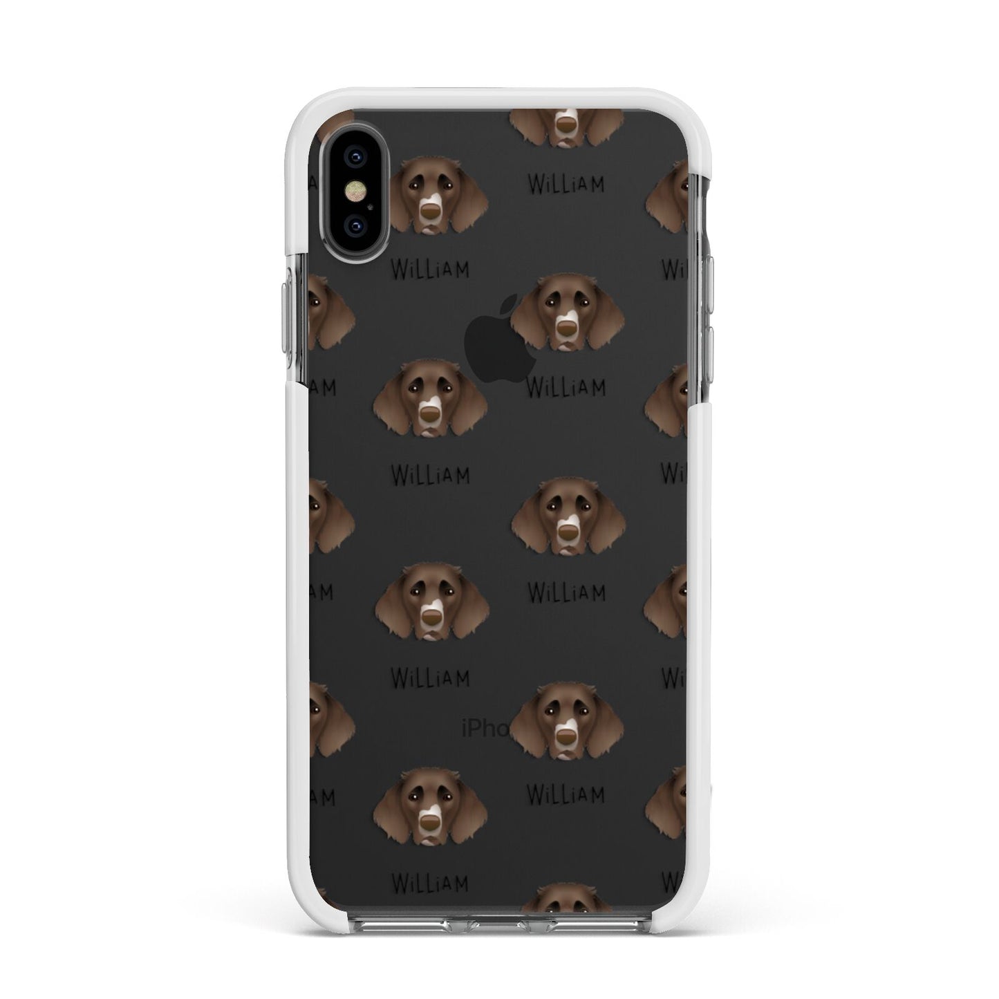 German Longhaired Pointer Icon with Name Apple iPhone Xs Max Impact Case White Edge on Black Phone