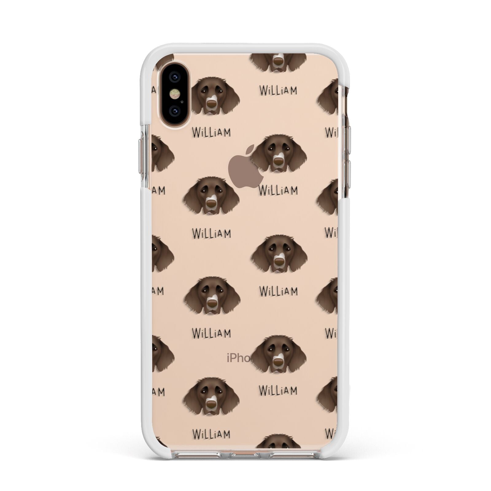 German Longhaired Pointer Icon with Name Apple iPhone Xs Max Impact Case White Edge on Gold Phone