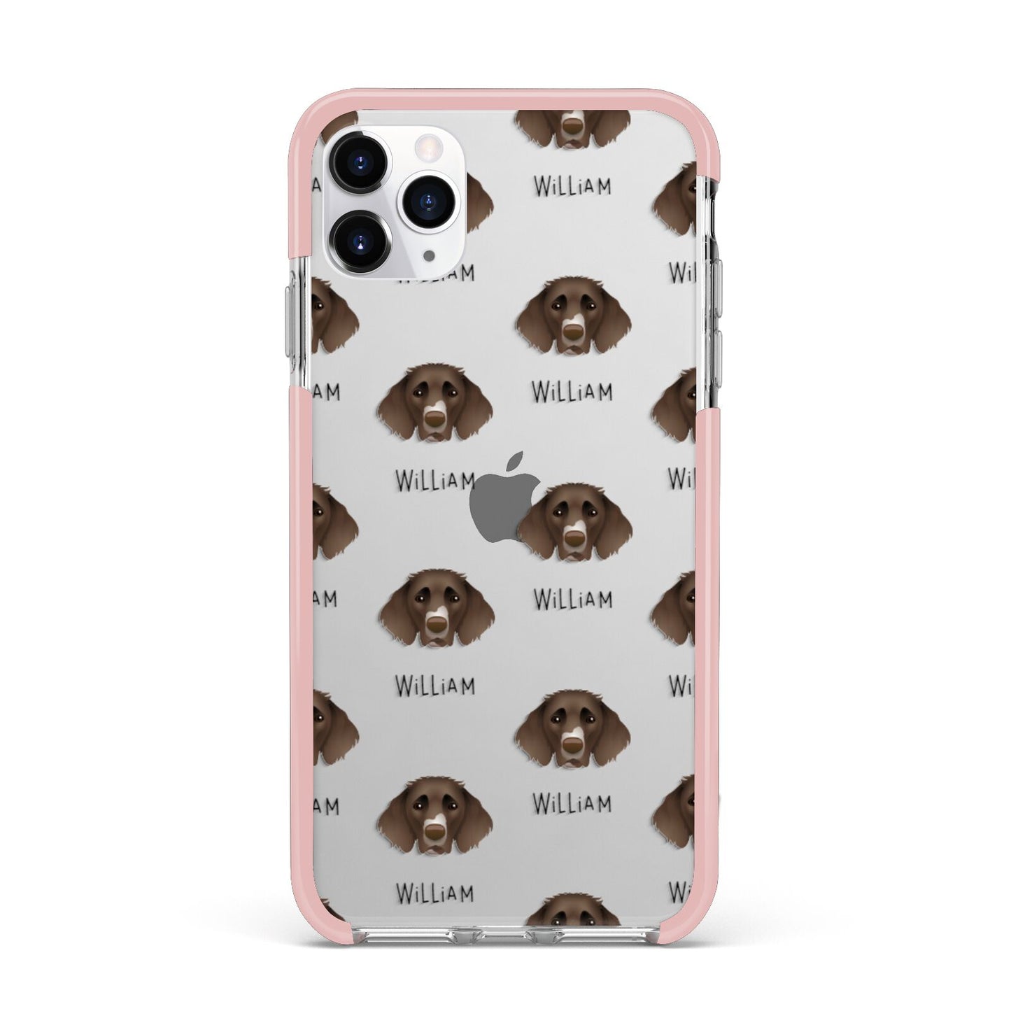 German Longhaired Pointer Icon with Name iPhone 11 Pro Max Impact Pink Edge Case