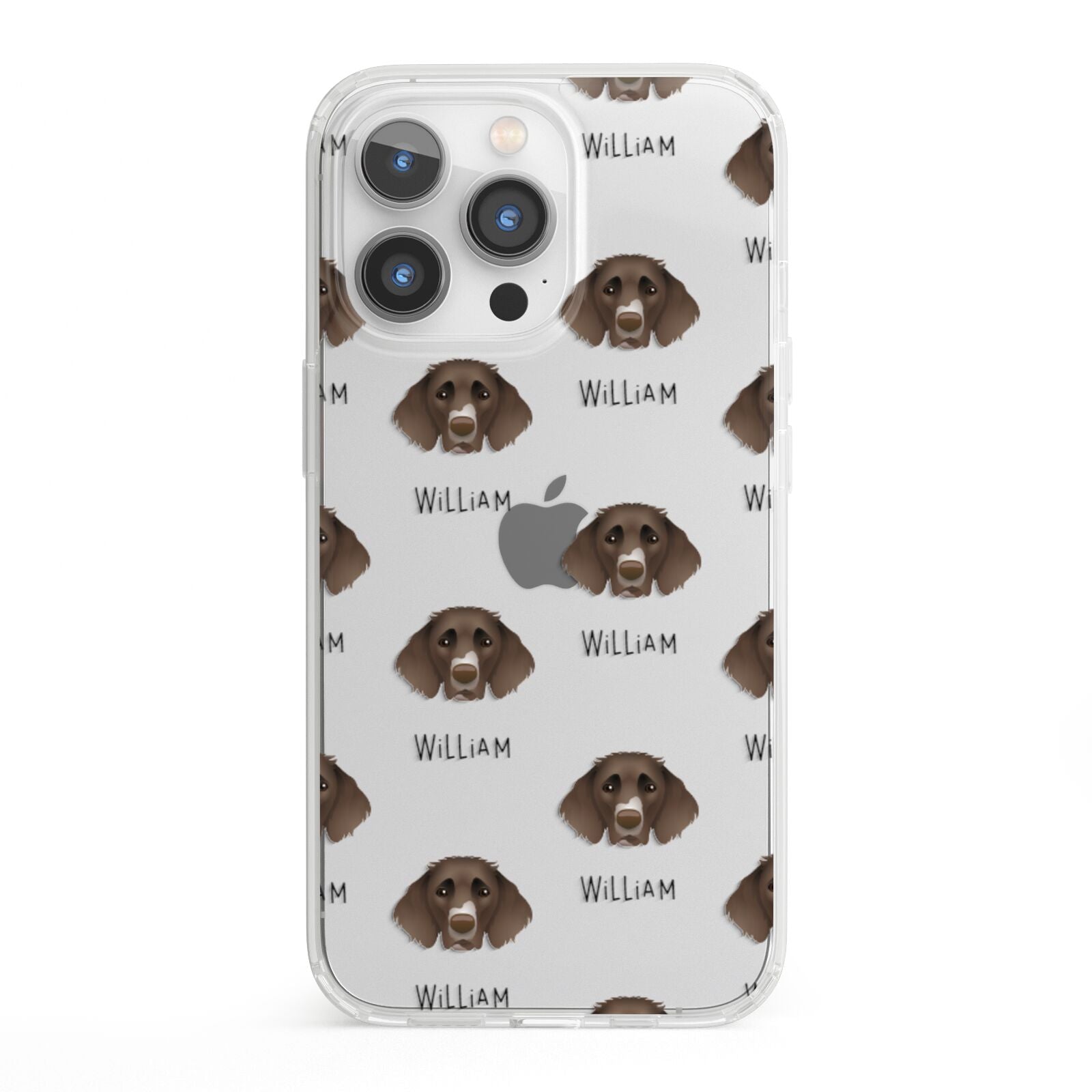 German Longhaired Pointer Icon with Name iPhone 13 Pro Clear Bumper Case