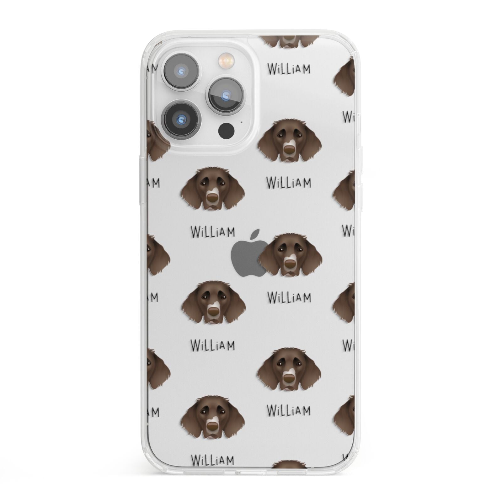 German Longhaired Pointer Icon with Name iPhone 13 Pro Max Clear Bumper Case