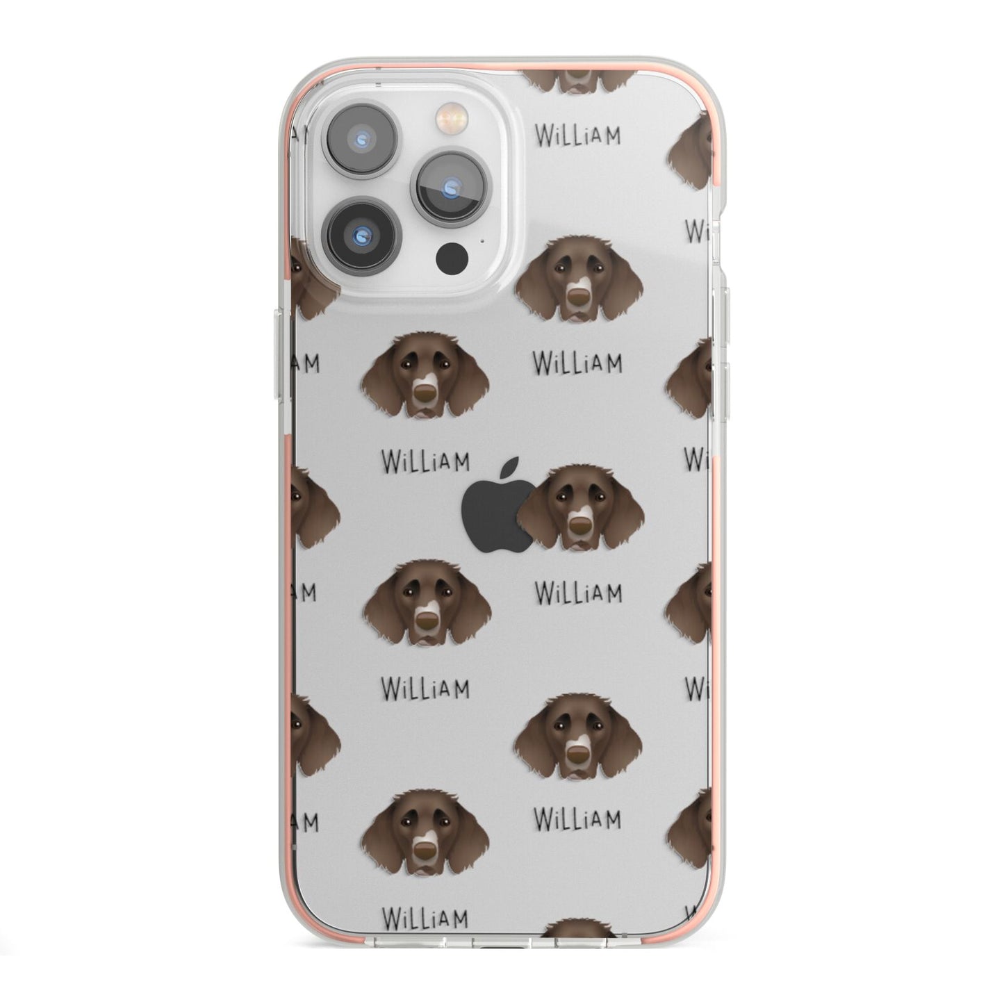 German Longhaired Pointer Icon with Name iPhone 13 Pro Max TPU Impact Case with Pink Edges