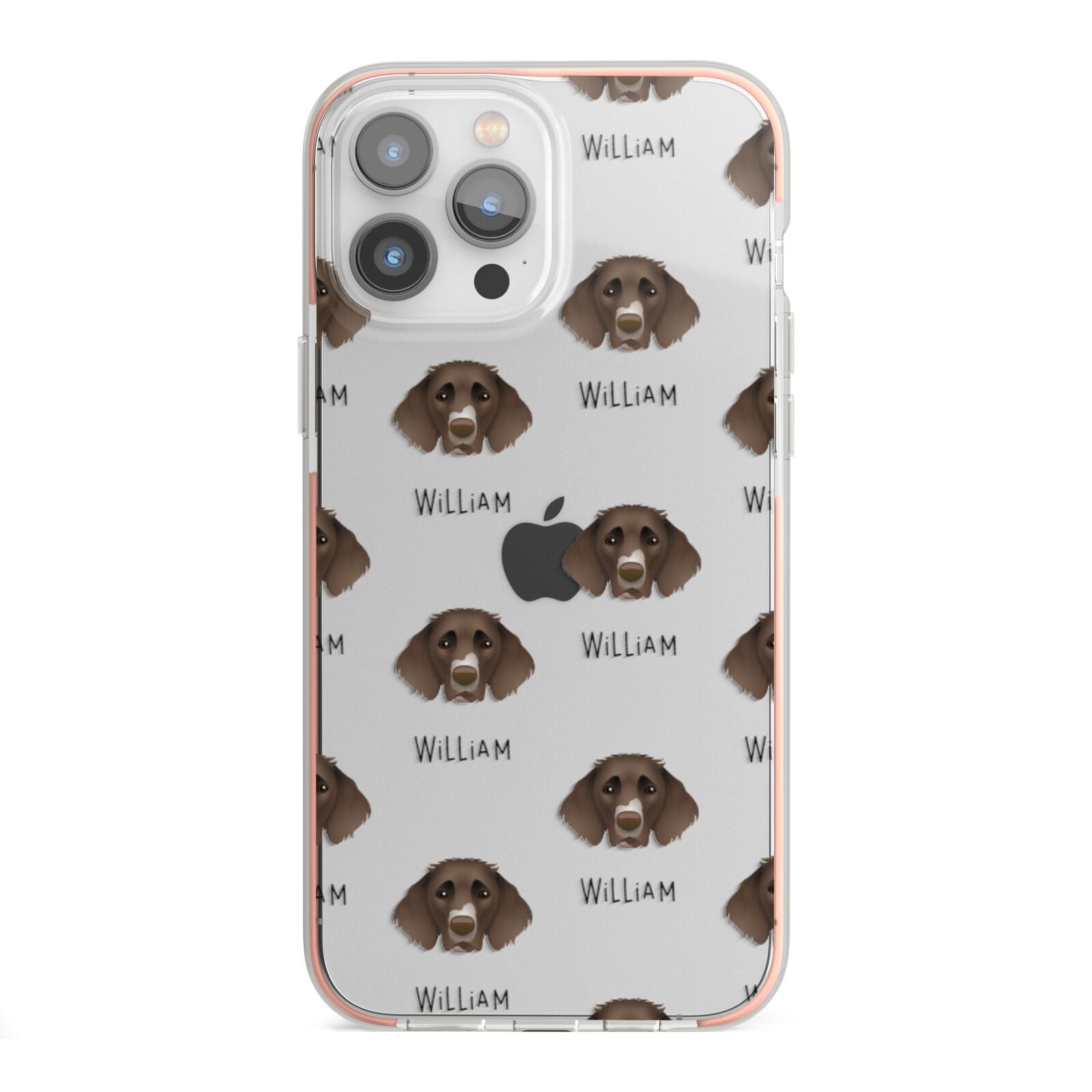 German Longhaired Pointer Icon with Name iPhone 13 Pro Max TPU Impact Case with Pink Edges