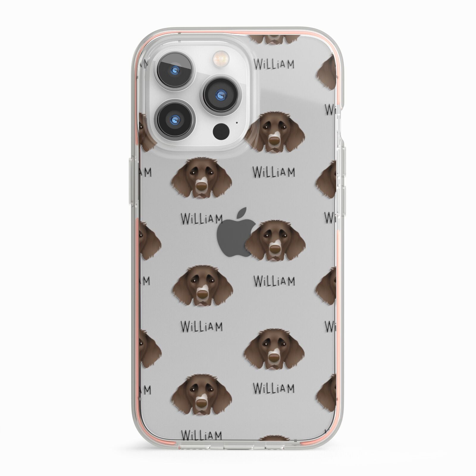 German Longhaired Pointer Icon with Name iPhone 13 Pro TPU Impact Case with Pink Edges