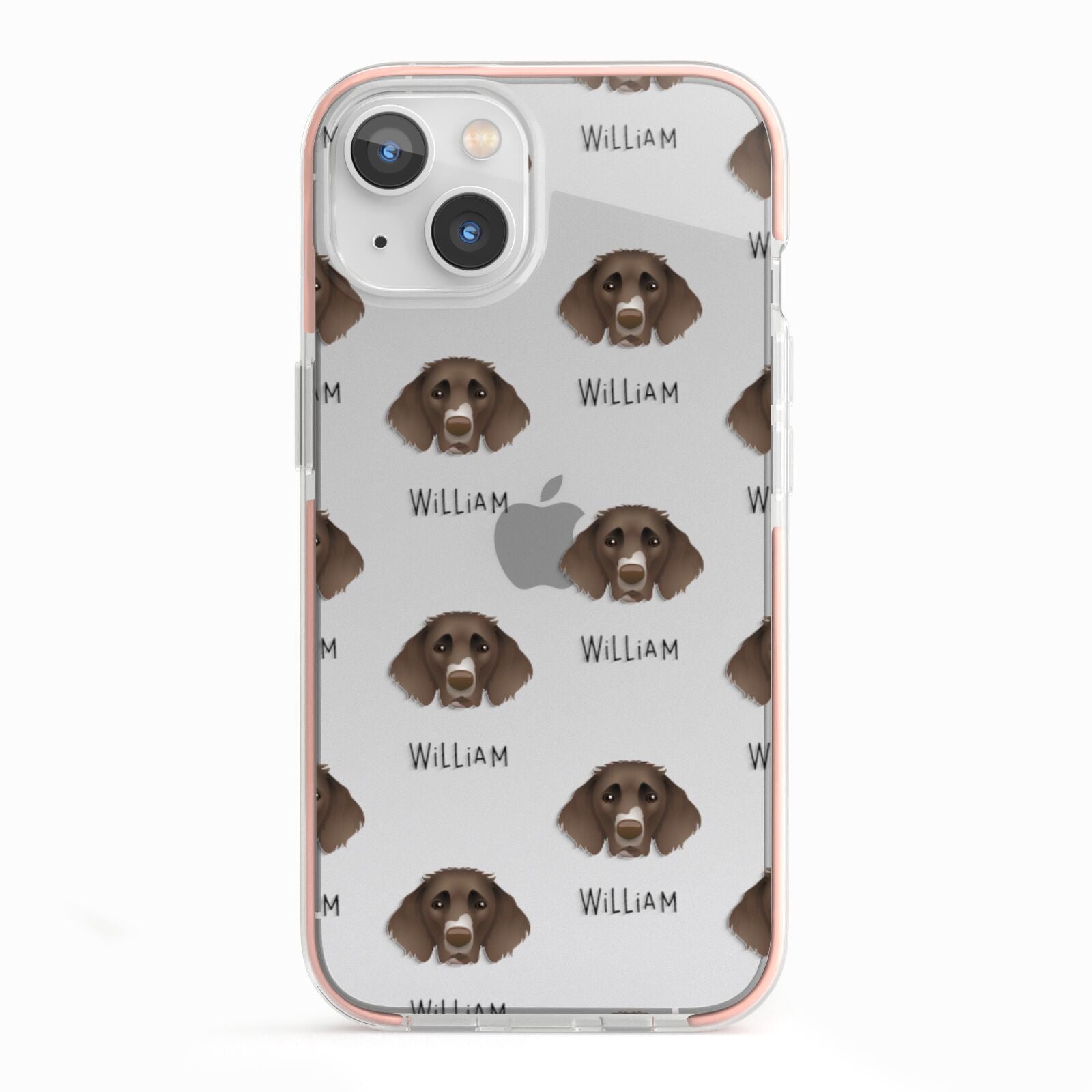German Longhaired Pointer Icon with Name iPhone 13 TPU Impact Case with Pink Edges