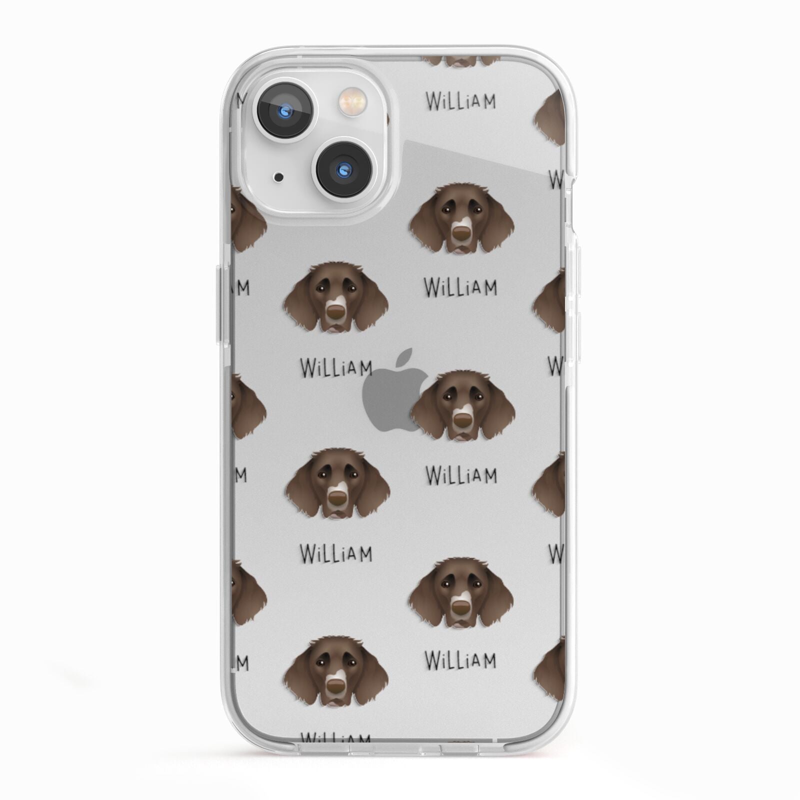 German Longhaired Pointer Icon with Name iPhone 13 TPU Impact Case with White Edges