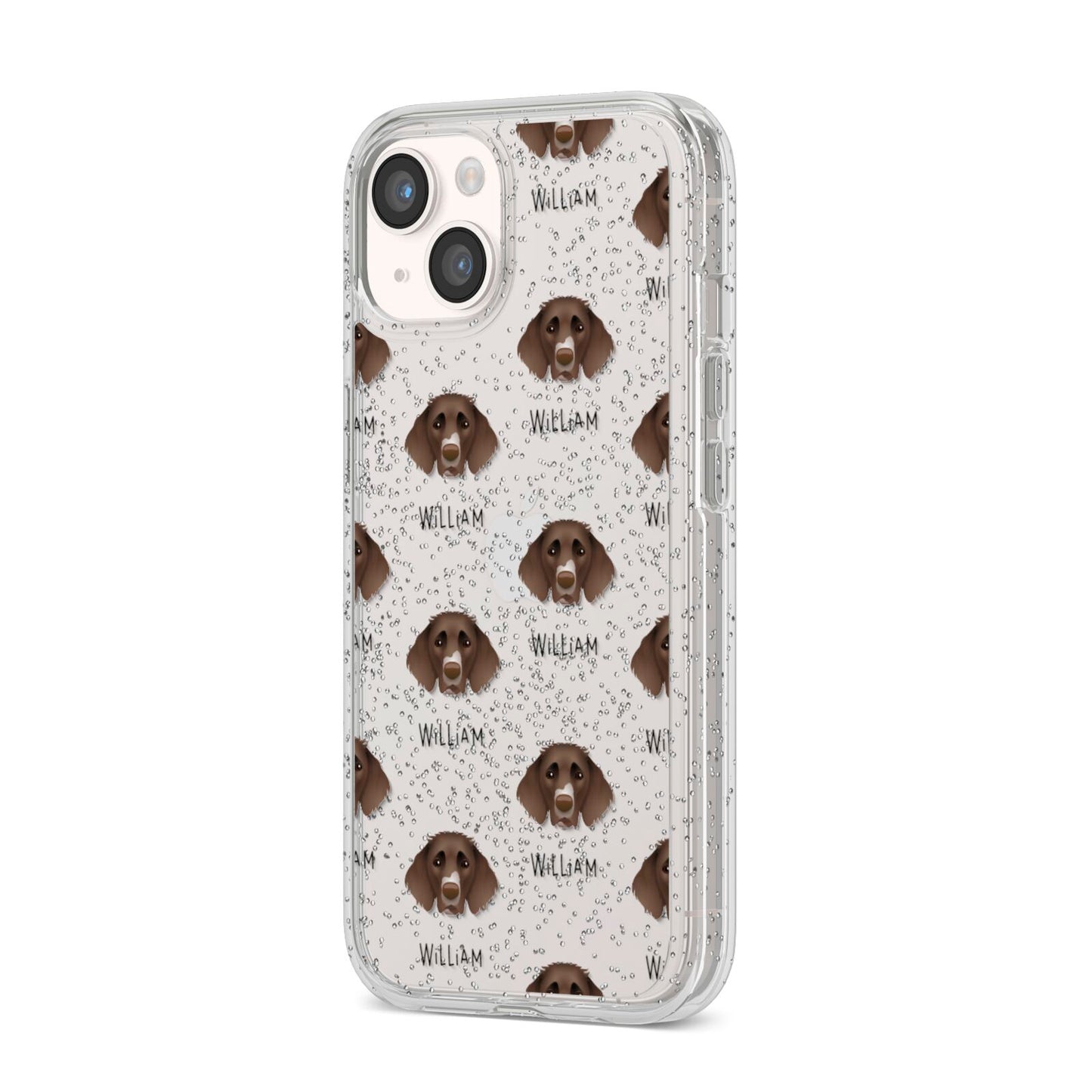 German Longhaired Pointer Icon with Name iPhone 14 Glitter Tough Case Starlight Angled Image