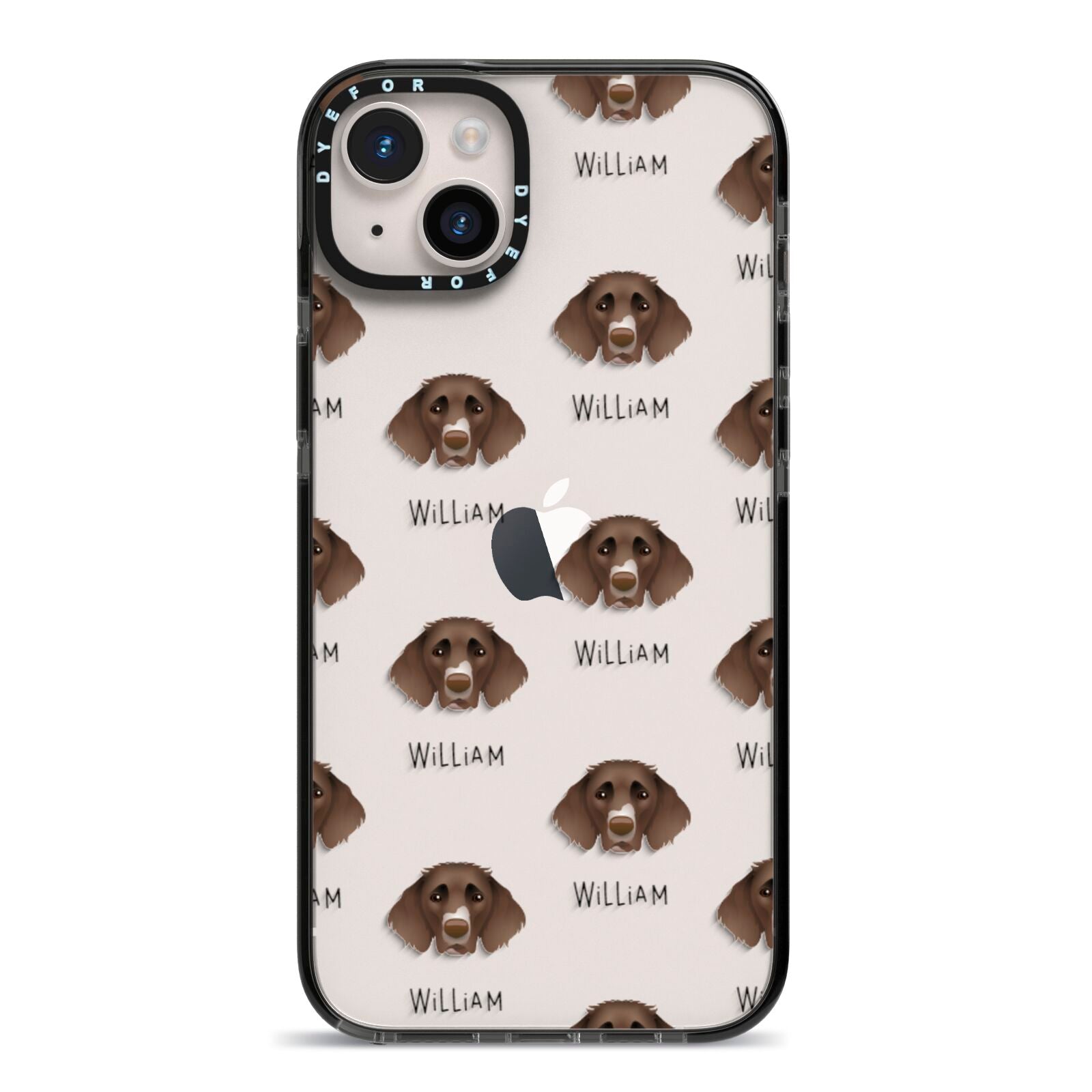 German Longhaired Pointer Icon with Name iPhone 14 Plus Black Impact Case on Silver phone