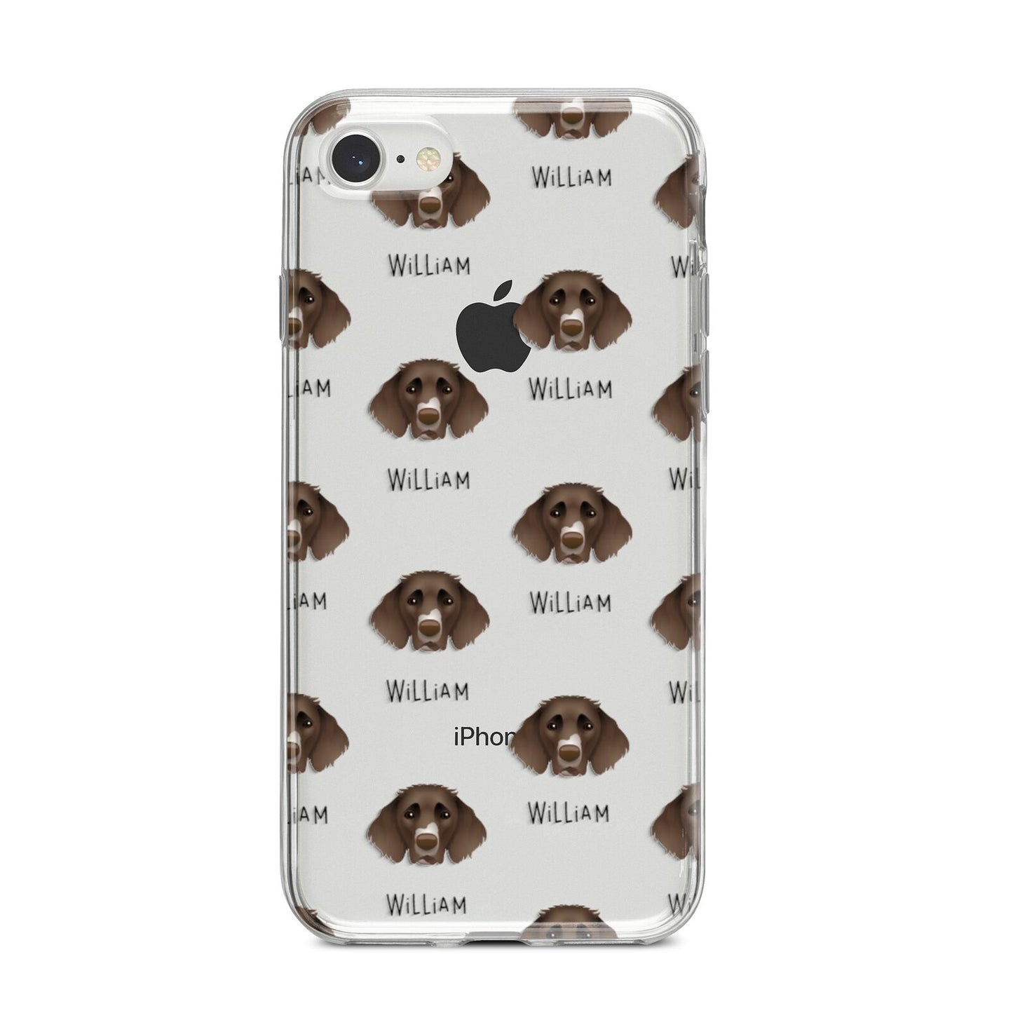 German Longhaired Pointer Icon with Name iPhone 8 Bumper Case on Silver iPhone