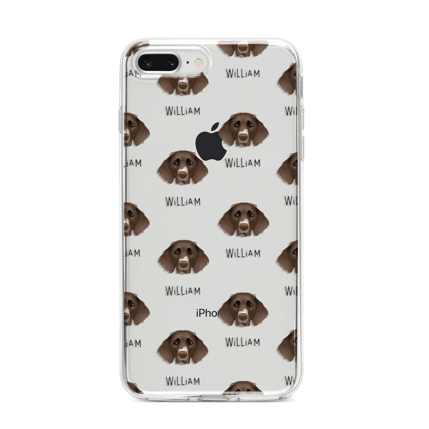 German Longhaired Pointer Icon with Name iPhone 8 Plus Bumper Case on Silver iPhone