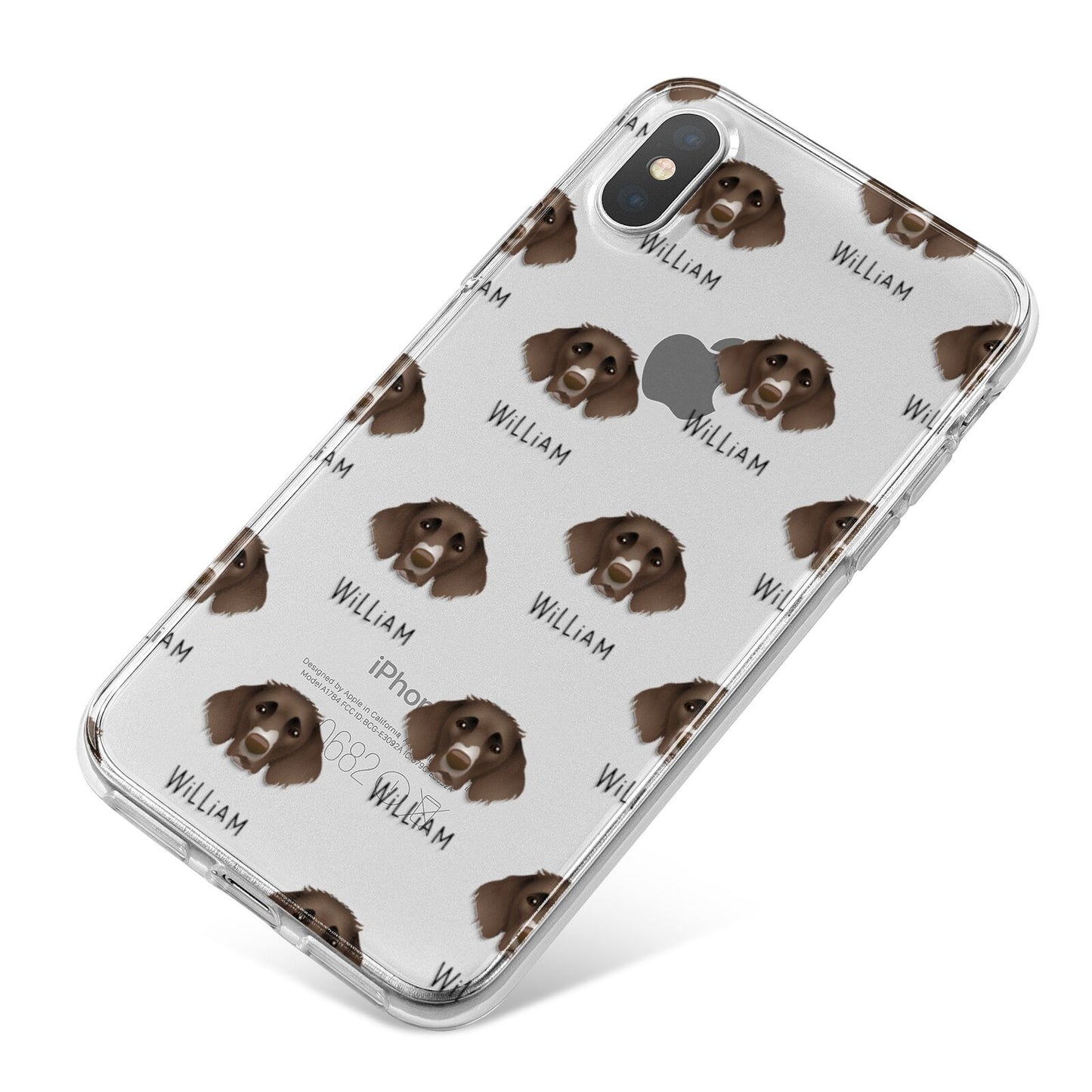 German Longhaired Pointer Icon with Name iPhone X Bumper Case on Silver iPhone