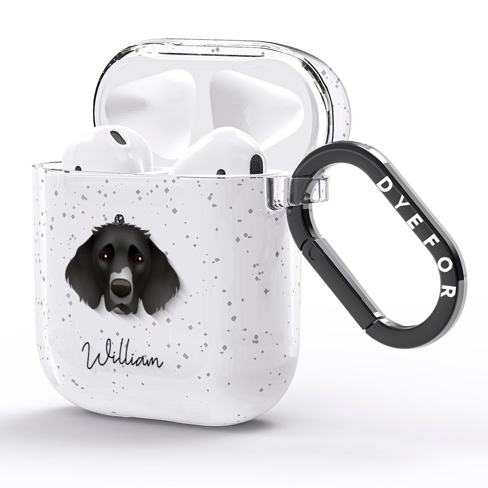 German Longhaired Pointer Personalised AirPods Glitter Case Side Image