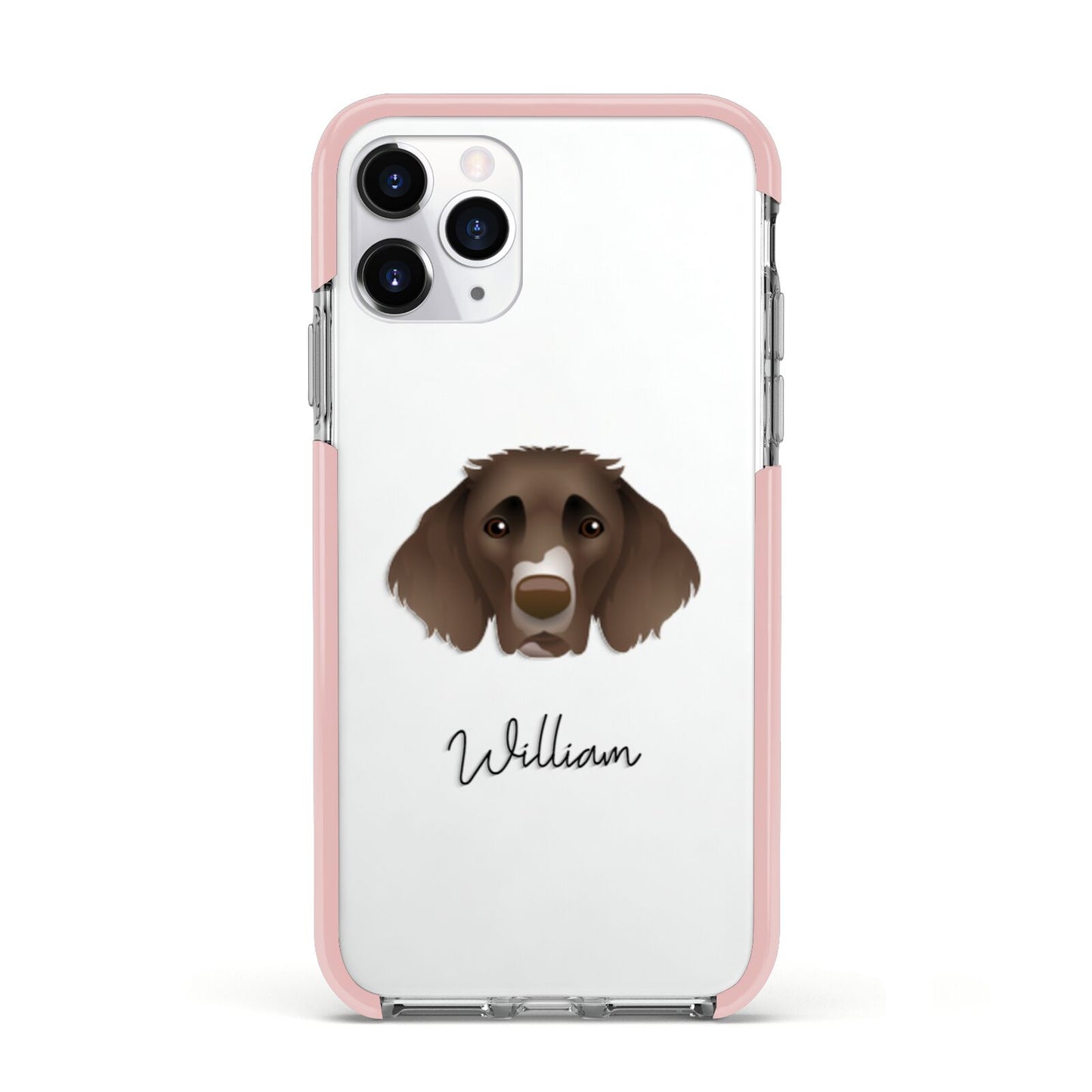 German Longhaired Pointer Personalised Apple iPhone 11 Pro in Silver with Pink Impact Case