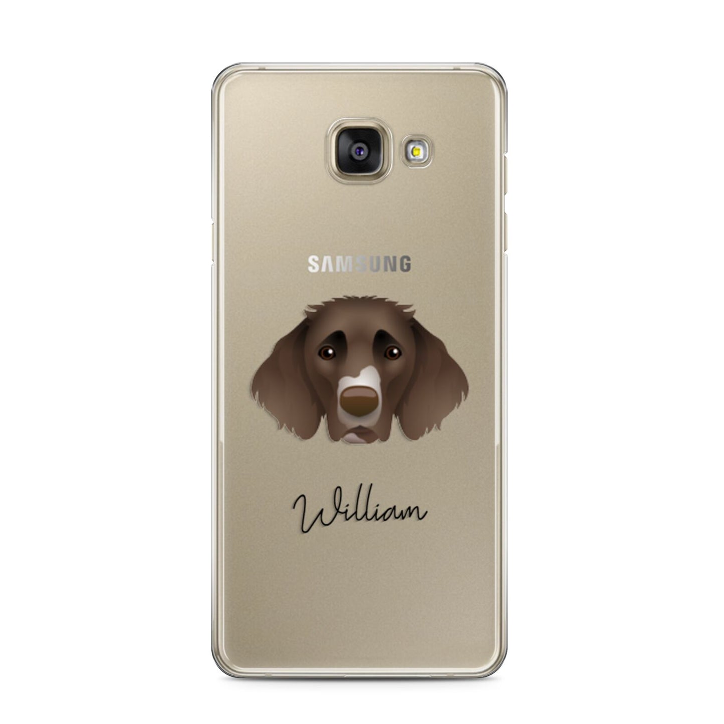 German Longhaired Pointer Personalised Samsung Galaxy A3 2016 Case on gold phone