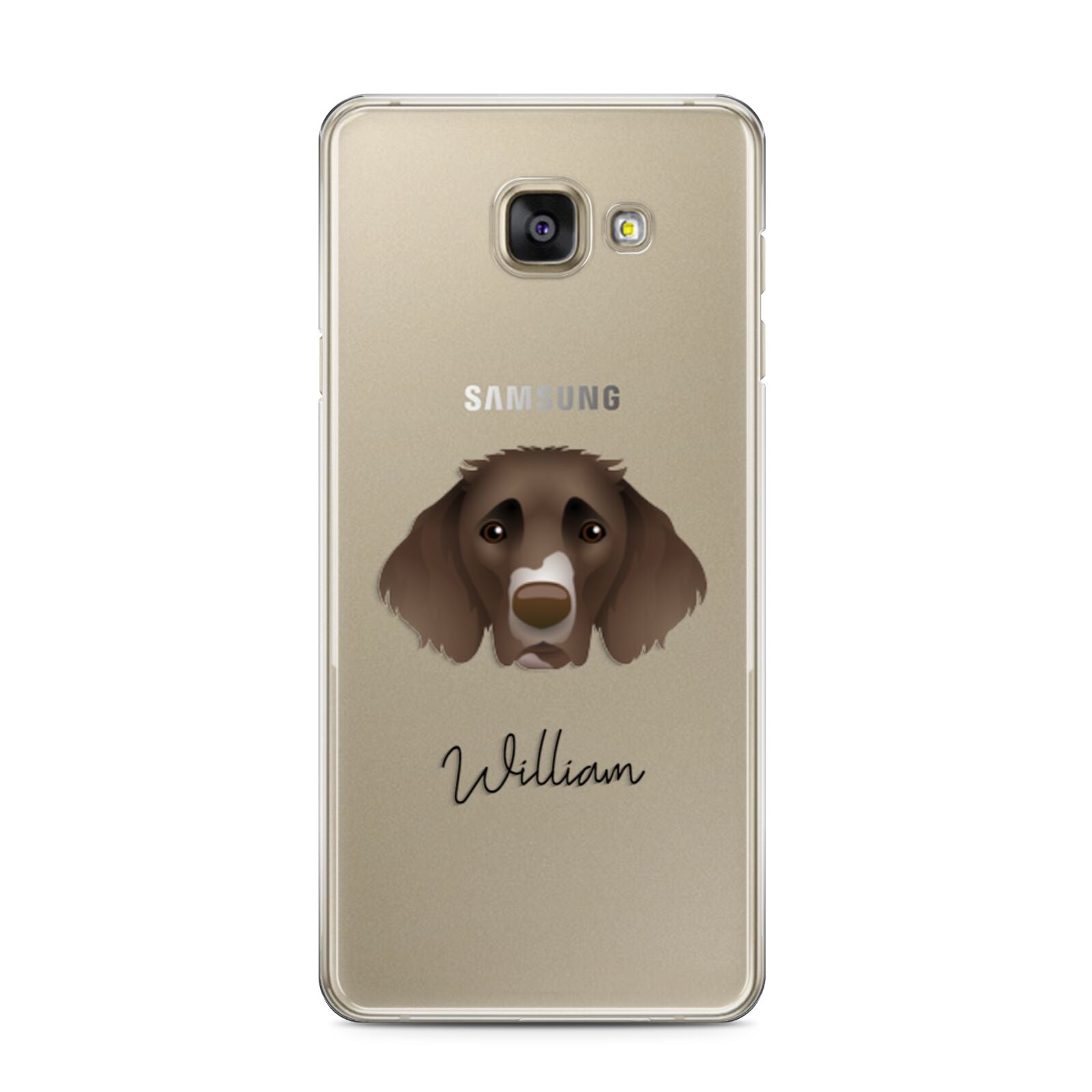 German Longhaired Pointer Personalised Samsung Galaxy A3 2016 Case on gold phone