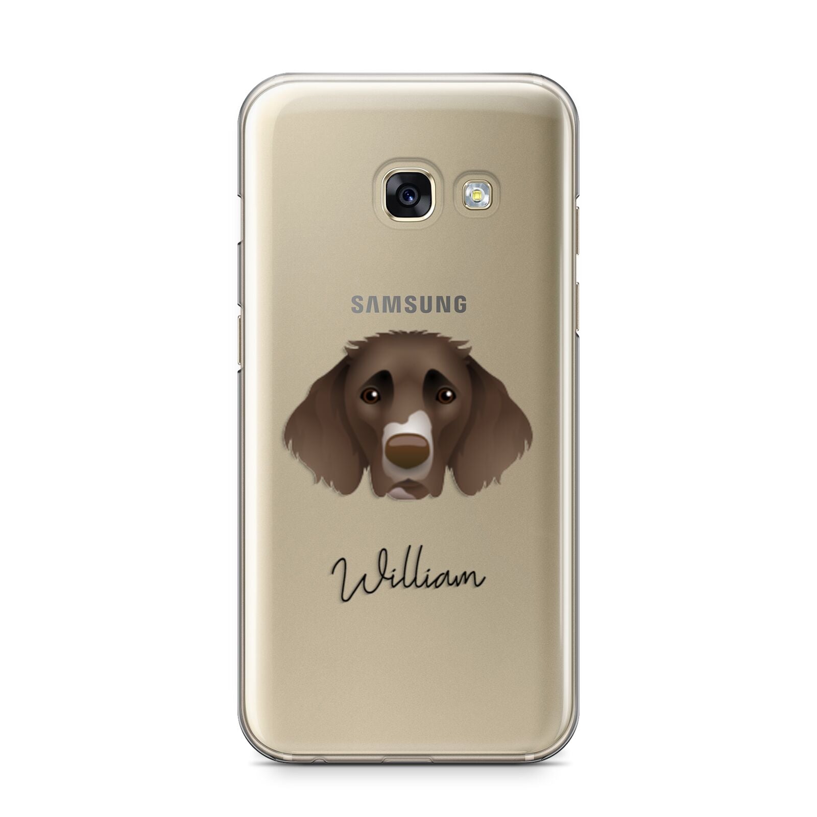 German Longhaired Pointer Personalised Samsung Galaxy A3 2017 Case on gold phone