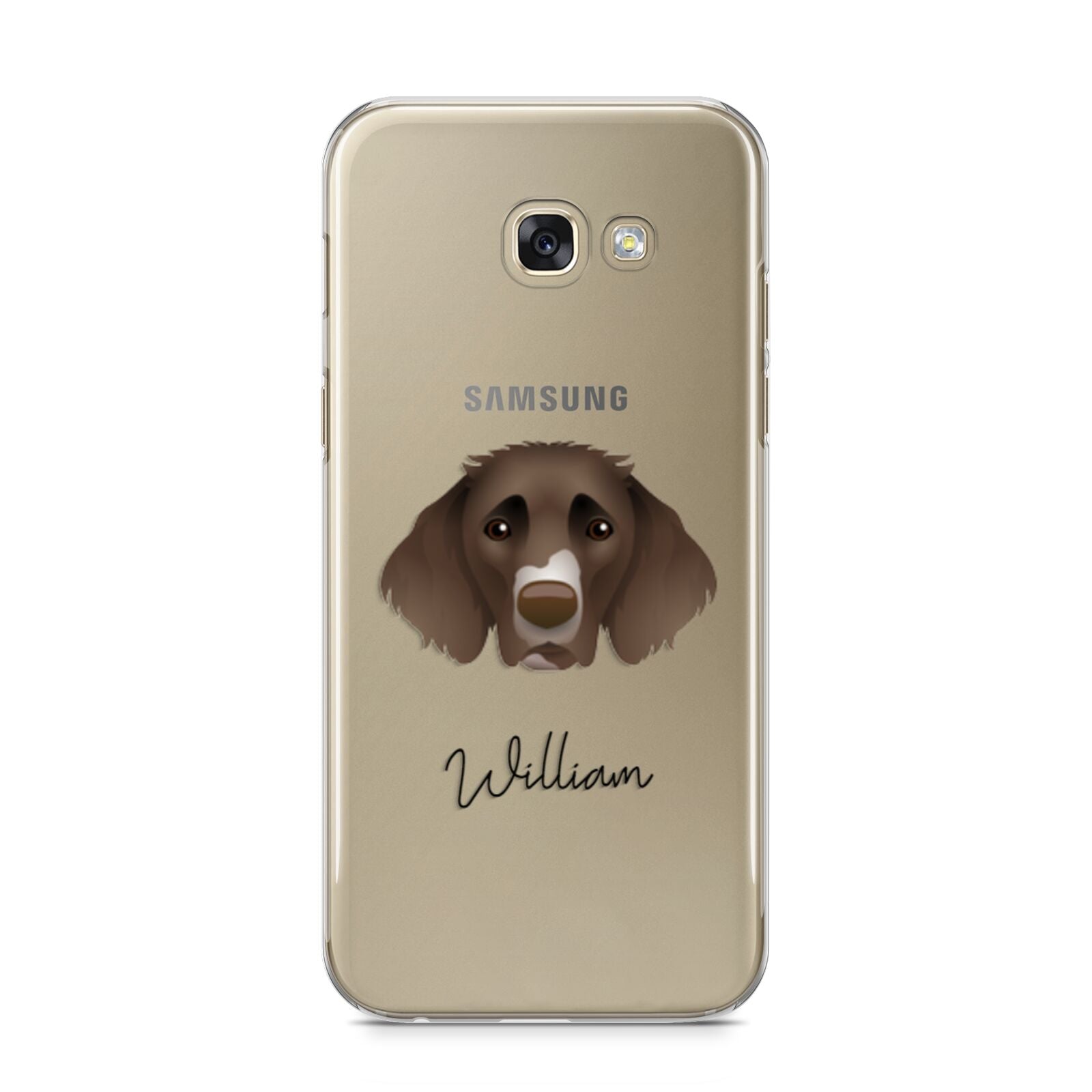 German Longhaired Pointer Personalised Samsung Galaxy A5 2017 Case on gold phone